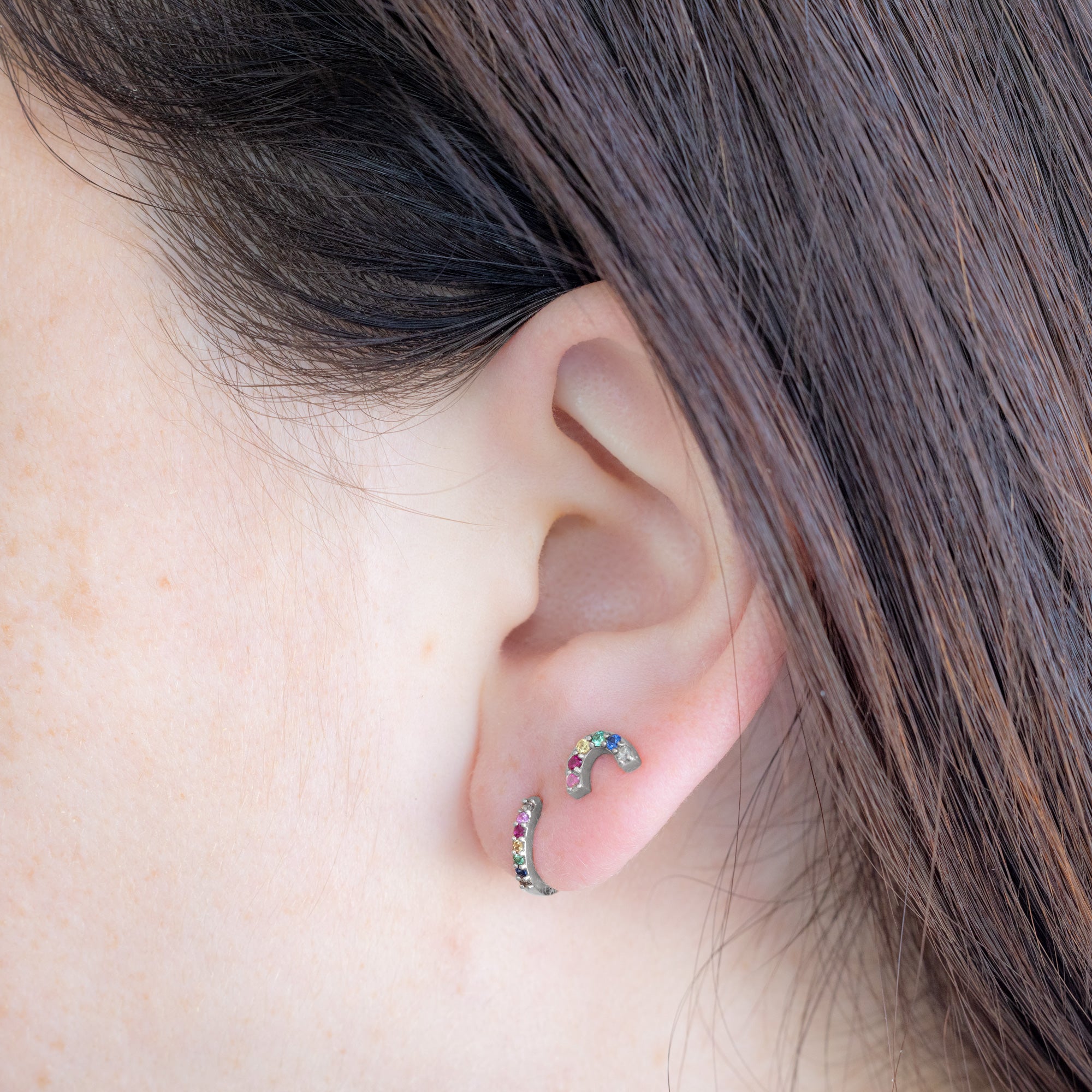 The Rainbow Sapphire Stud Earrings | Yellow, Rose or White Gold