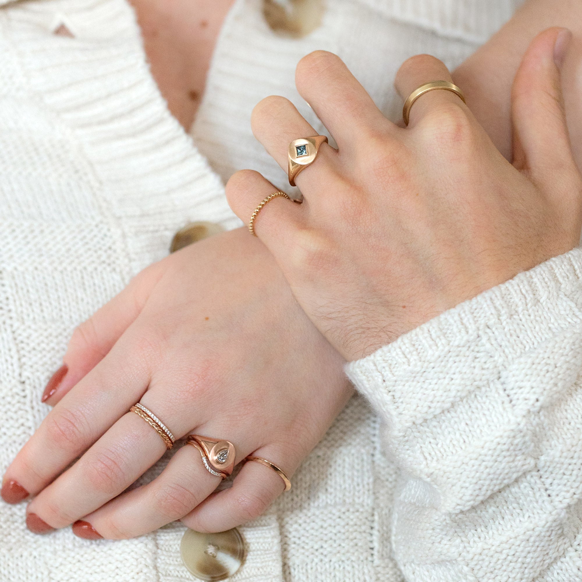 Alexis Russell Engagement Rings The Signet Ring | 0.32ct Pear Natural White Diamond in 10K Rose Gold
