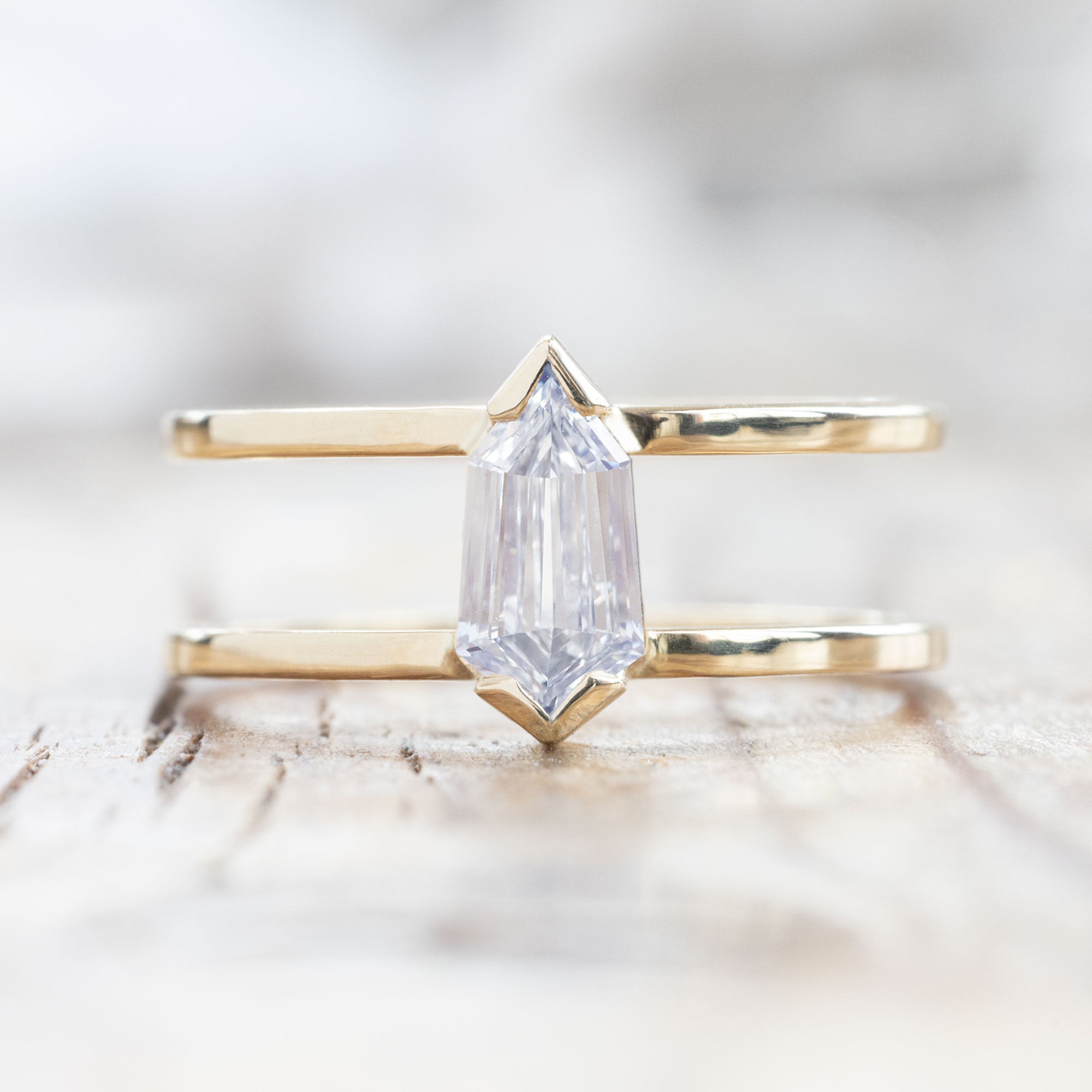 The Poppy Ring | 0.69ct Geometric Natural White Diamond in 14K Yellow Gold