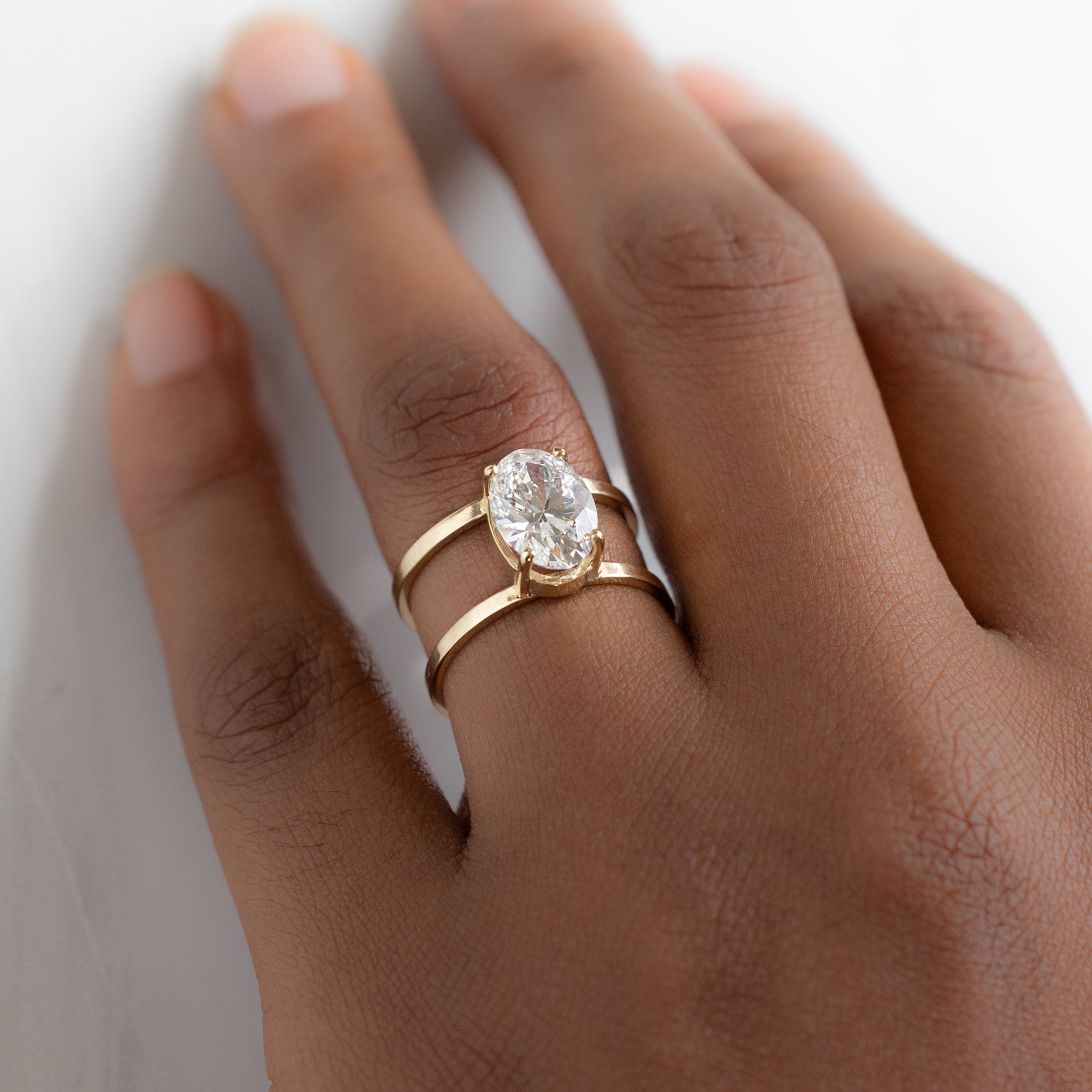 Alexis Russell Engagement Rings The Poppy Ring | 2.15ct Lab Grown Oval White Diamond in 14K Yellow Gold