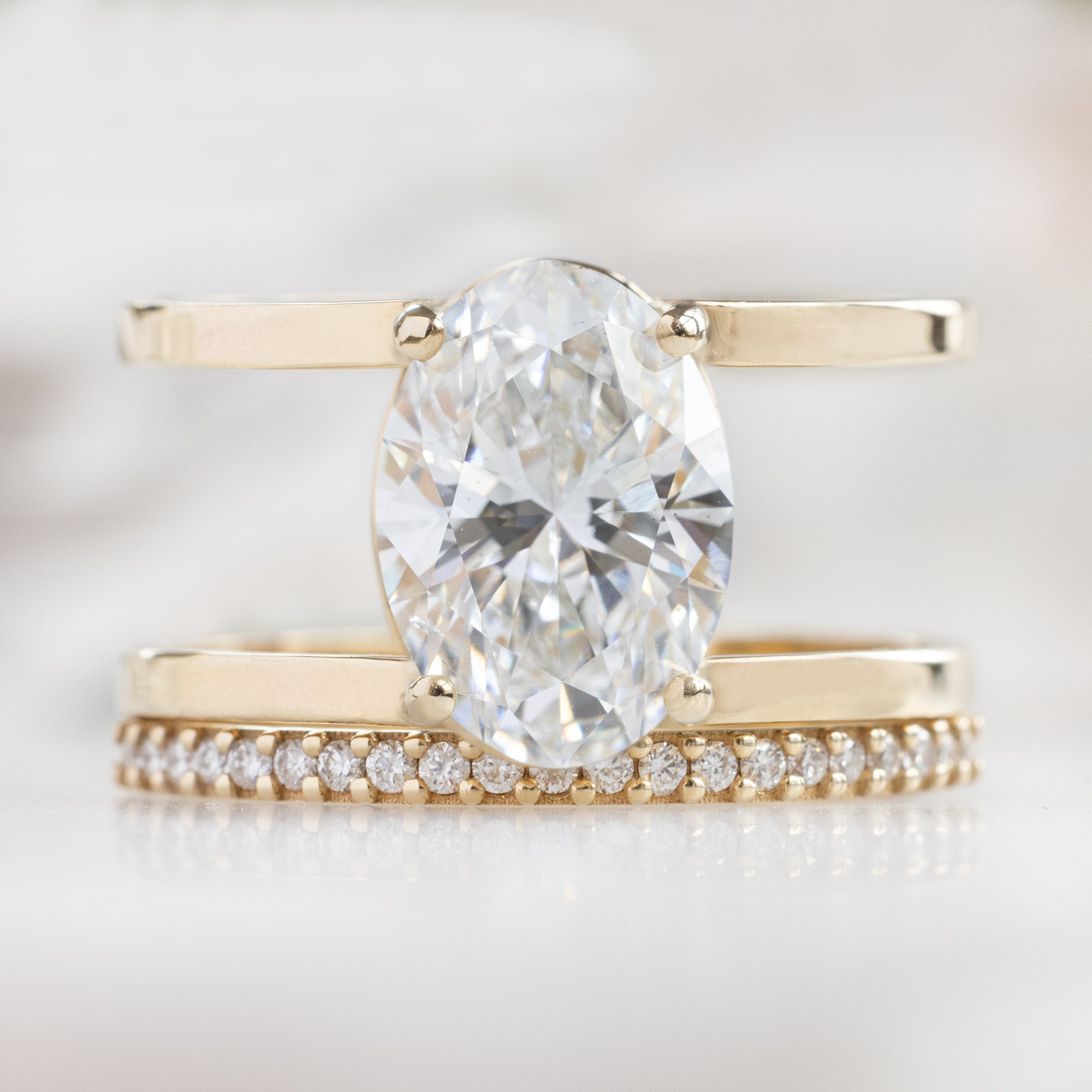Alexis Russell Engagement Rings The Poppy Ring | 2.15ct Lab Grown Oval White Diamond in 14K Yellow Gold