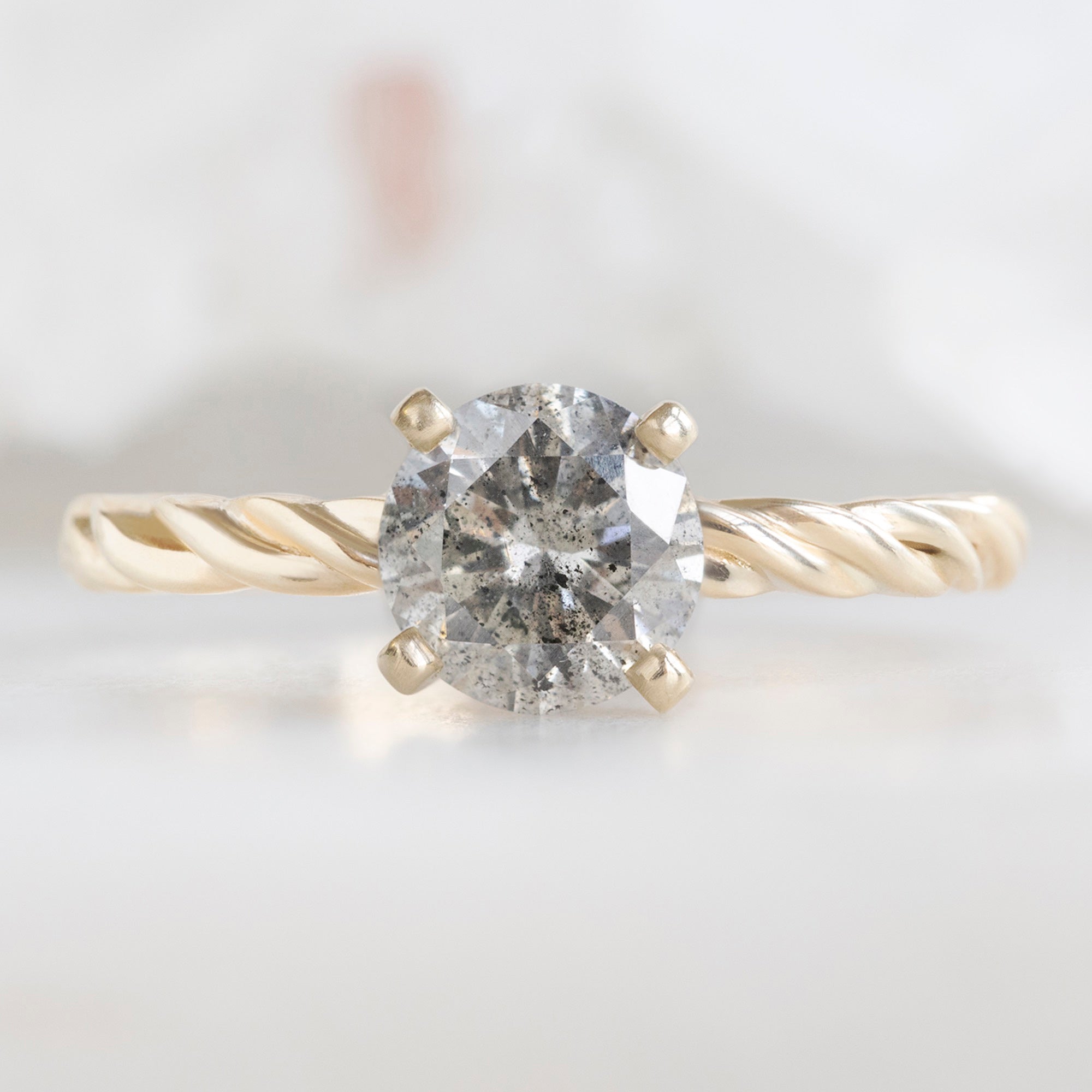 Alexis Russell  Engagement Rings The Braided Ring | 1.06ct Round Salt and Pepper Diamond in 14K Yellow Gold