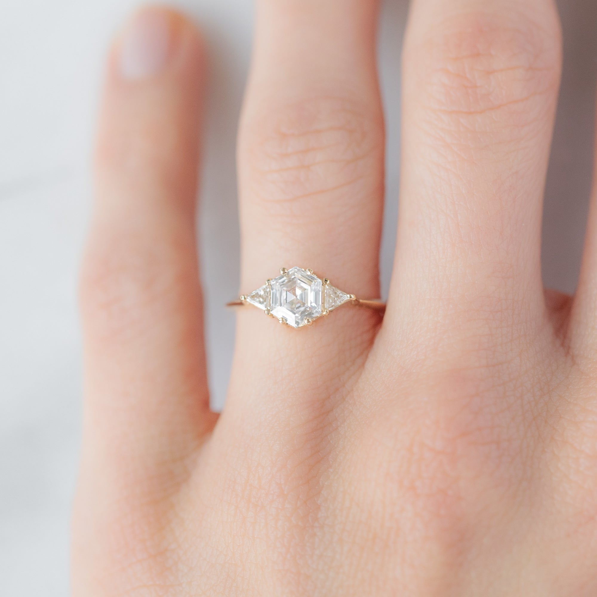 Alexis Russell Engagement Rings The Jade Ring | 1.04ct Lab Grown Hexagon White Diamond in 14K Yellow Gold