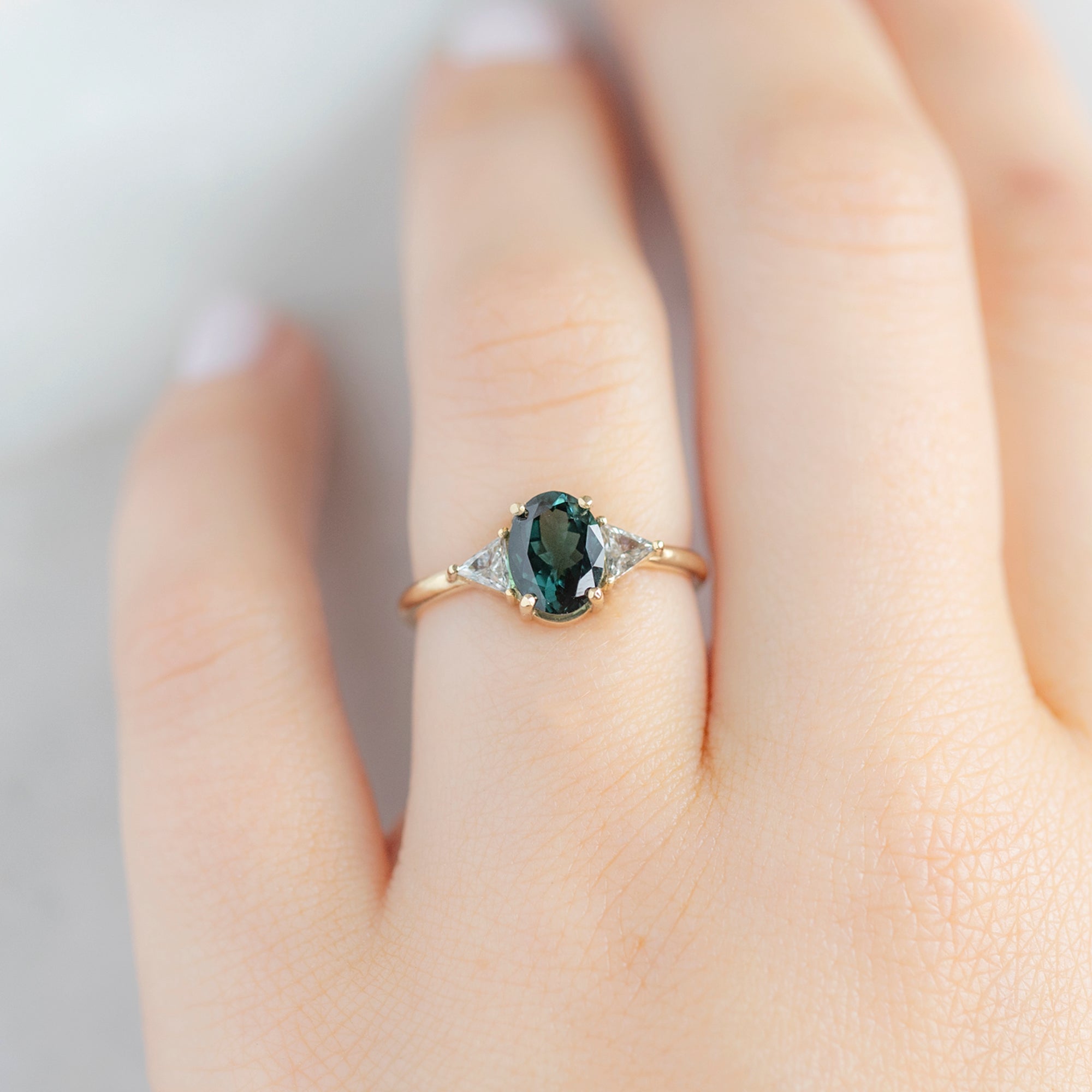 Alexis Russell Engagement Rings The Jade Ring | 1.18ct Oval Tourmaline in 14K Yellow Gold