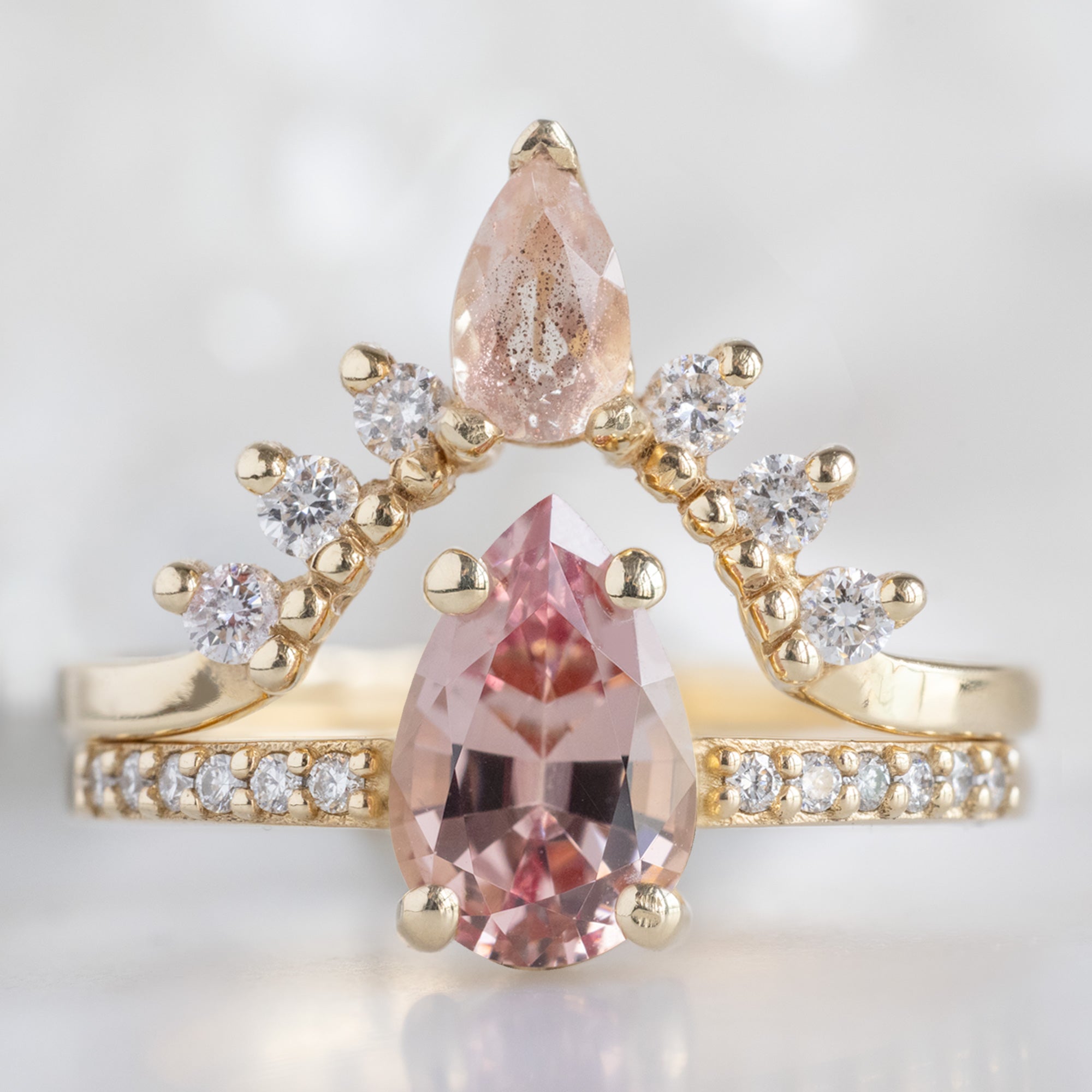 buy:sunstone-and-white-diamond-sunburst-stacking-band-14k-gold,the-willow-ring-1-00ct-pear-garnet-in-14k-yellow-gold