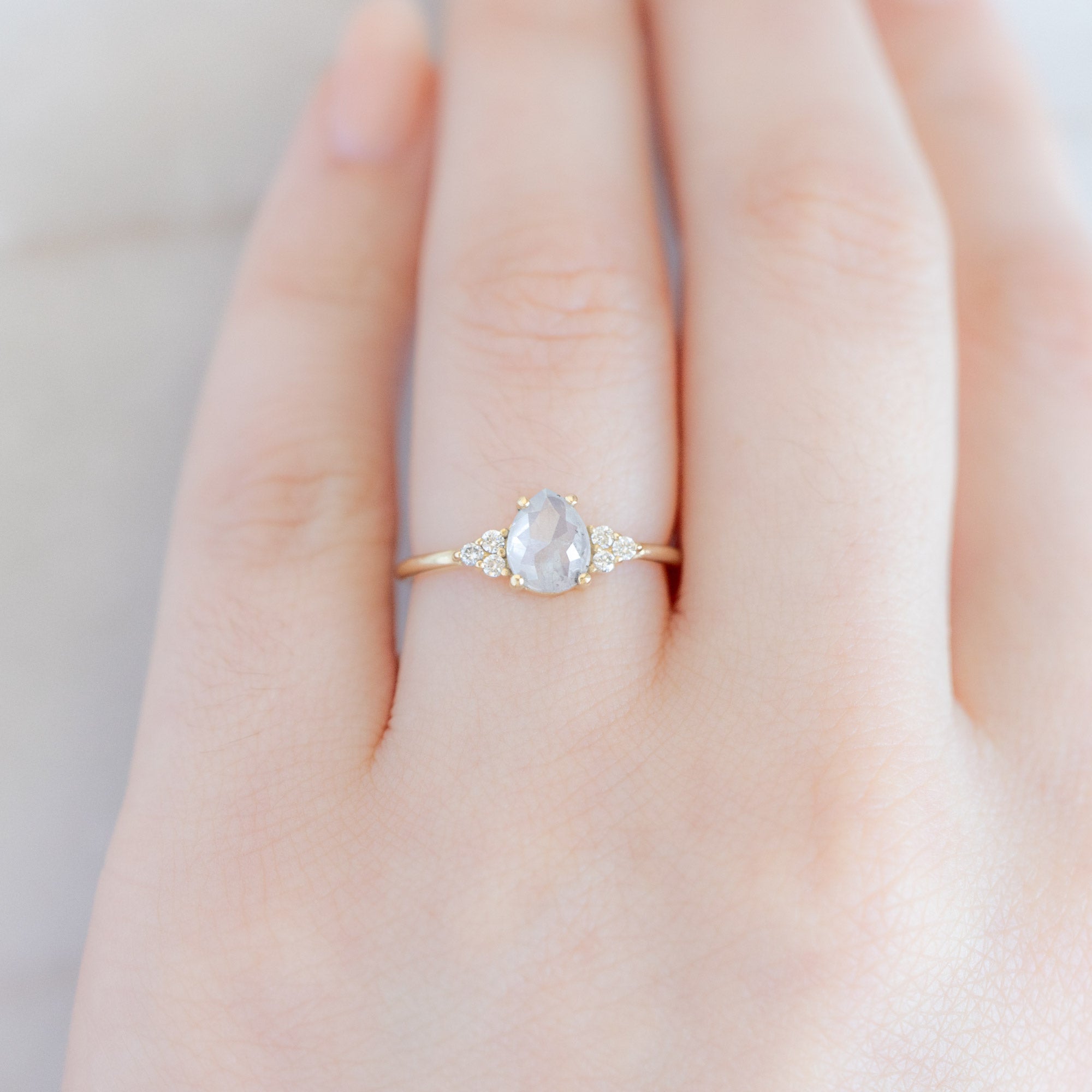Alexis Russell Engagement Rings The Ivy Ring | 0.92ct Rose Cut Icy White Diamond in 14K Yellow Gold