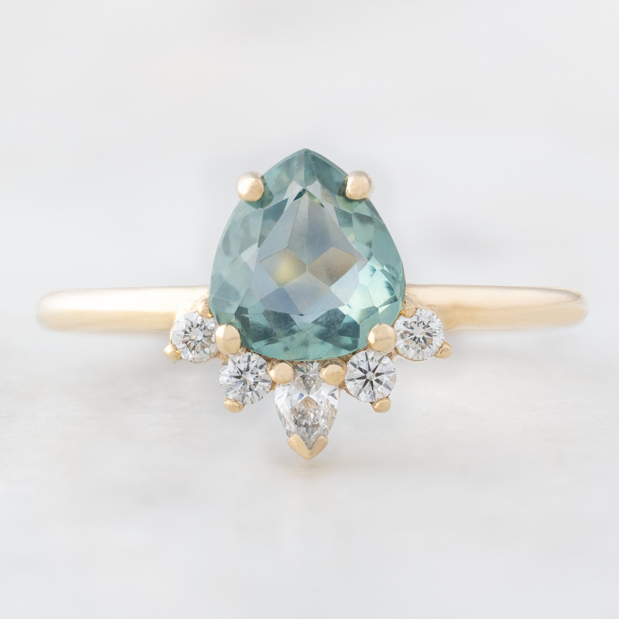 Alexis Russell Engagement Rings The Aster Ring | 1.03ct Pear Cut Sapphire in 14K Yellow Gold