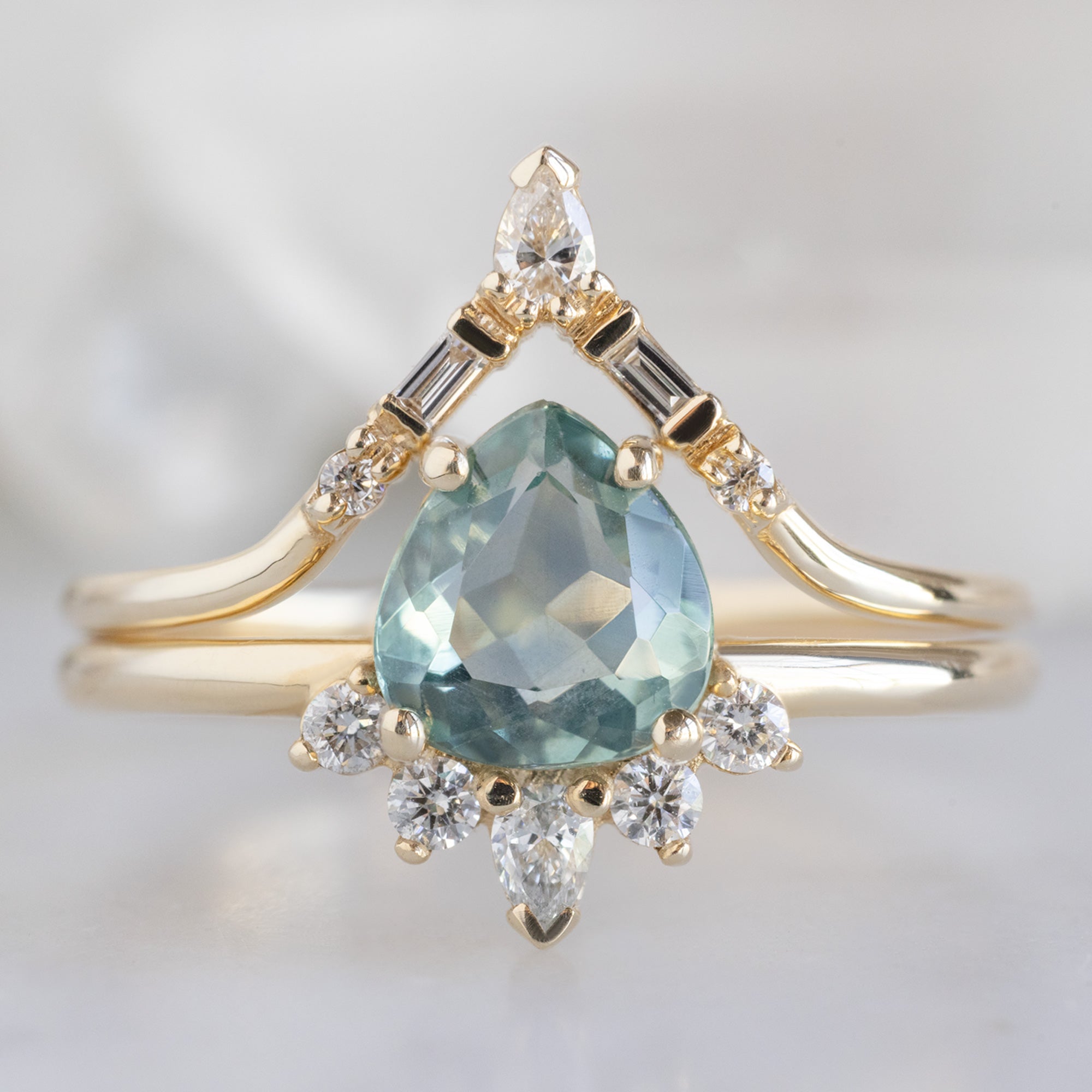 Alexis Russell Engagement Rings The Aster Ring | 1.03ct Pear Cut Sapphire in 14K Yellow Gold