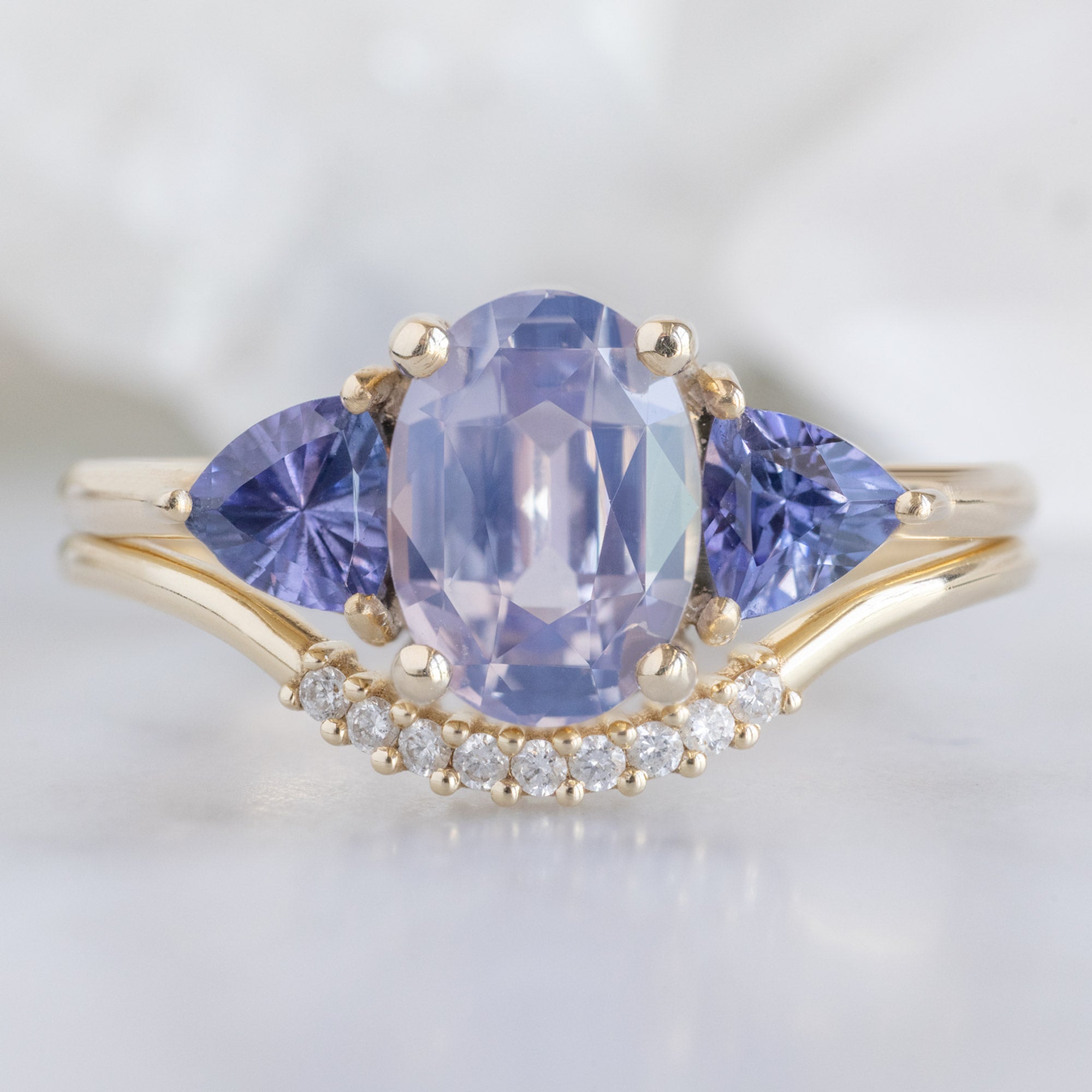 The Watercolor Jade Ring | 1.81ct Oval Lavender Sapphire in 14K Yellow Gold