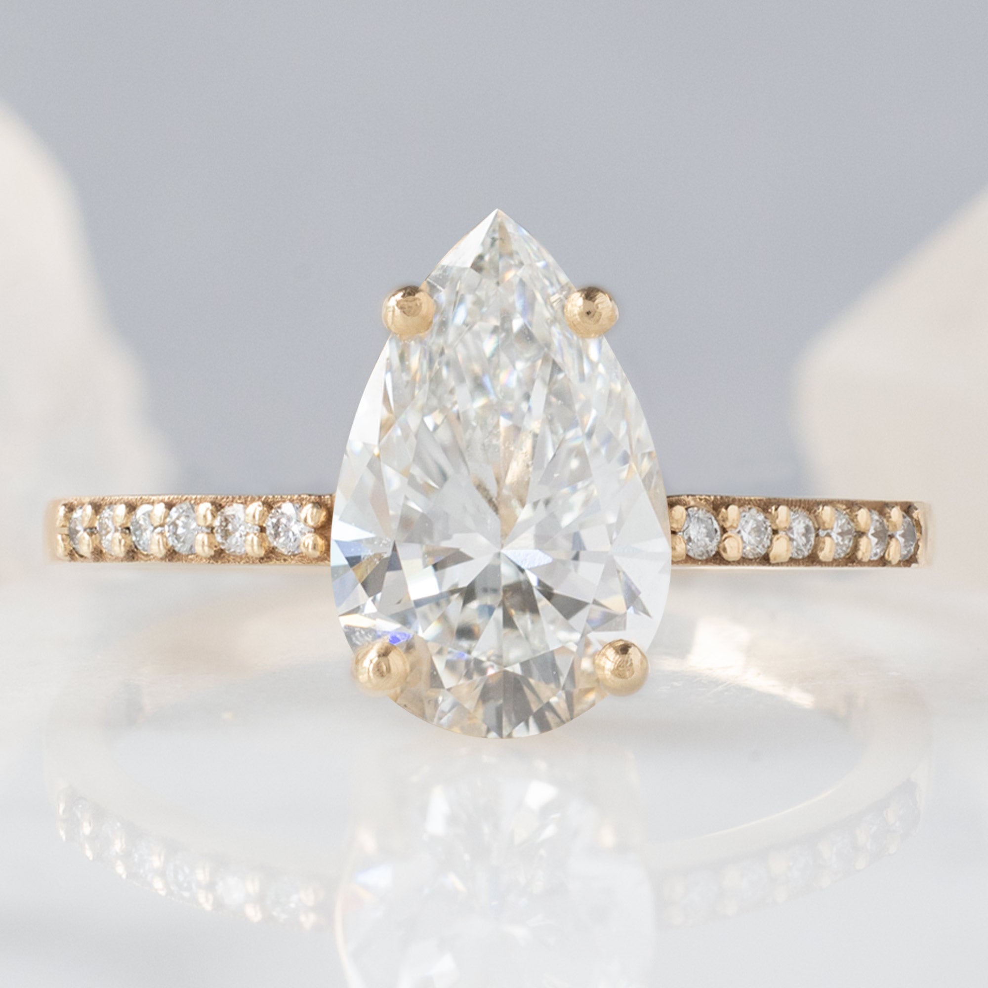 Alexis Russell Engagement Rings The Willow Ring | 1.50ct Pear Lab Grown White Diamond in 14K Yellow Gold