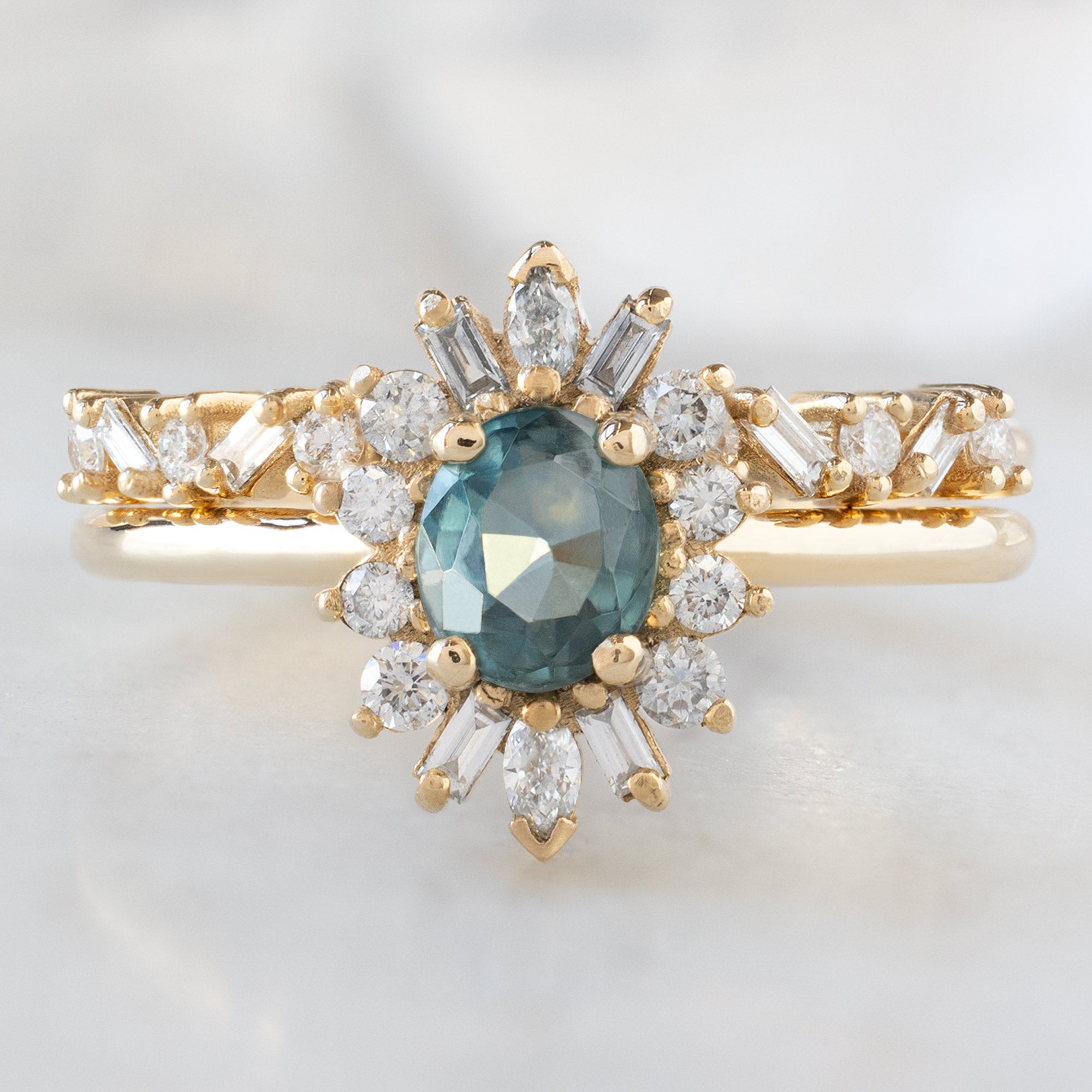 Alexis Russell  Engagement Rings The Camellia Ring | 0.81ct Oval Blue Montana Sapphire in 14K Yellow Gold