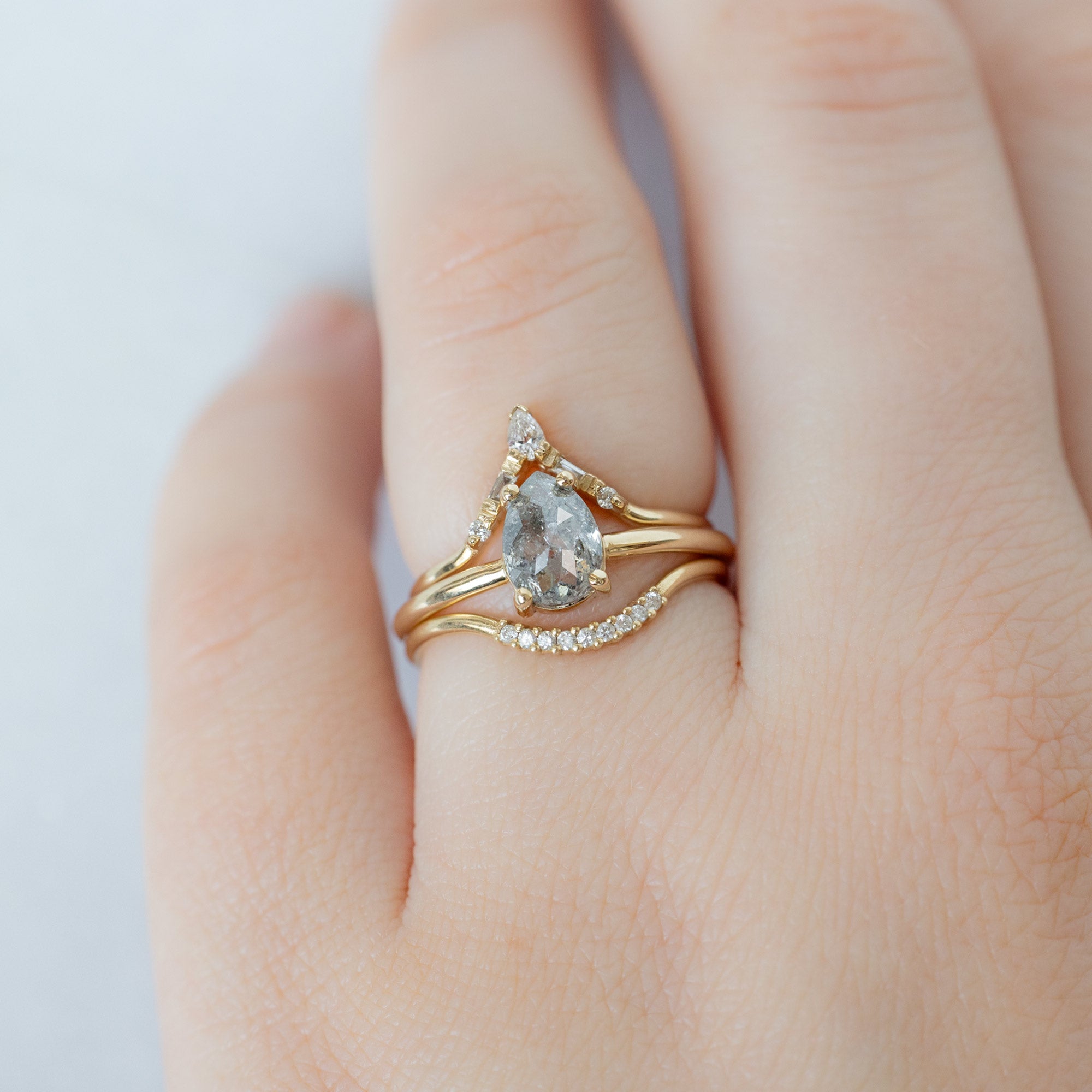 The Bryn Ring | Build Your Own Pear Salt and Pepper Diamond Engagement Ring
