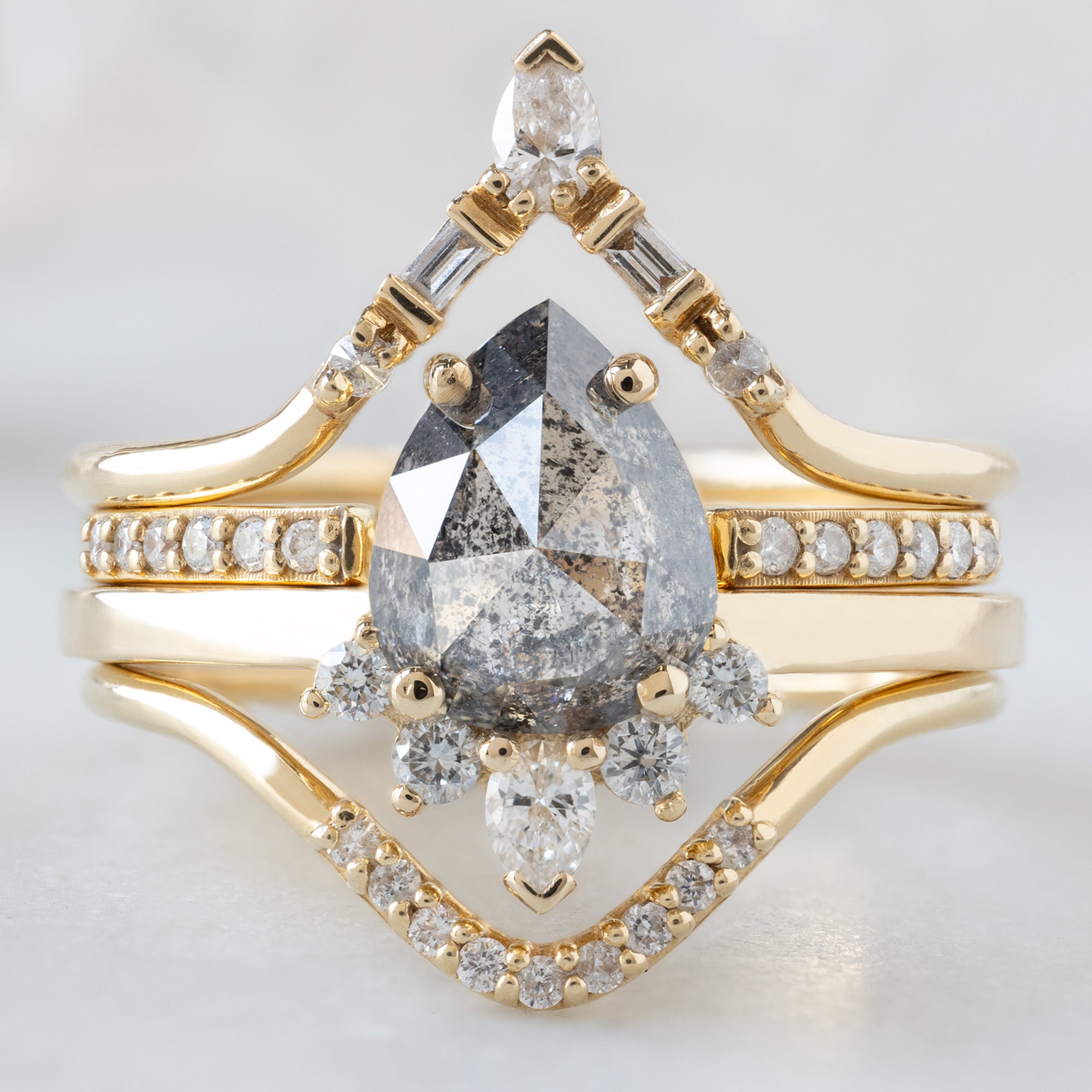 The Aster Ring | Build Your Own Pear Salt and Pepper Diamond Engagement Ring