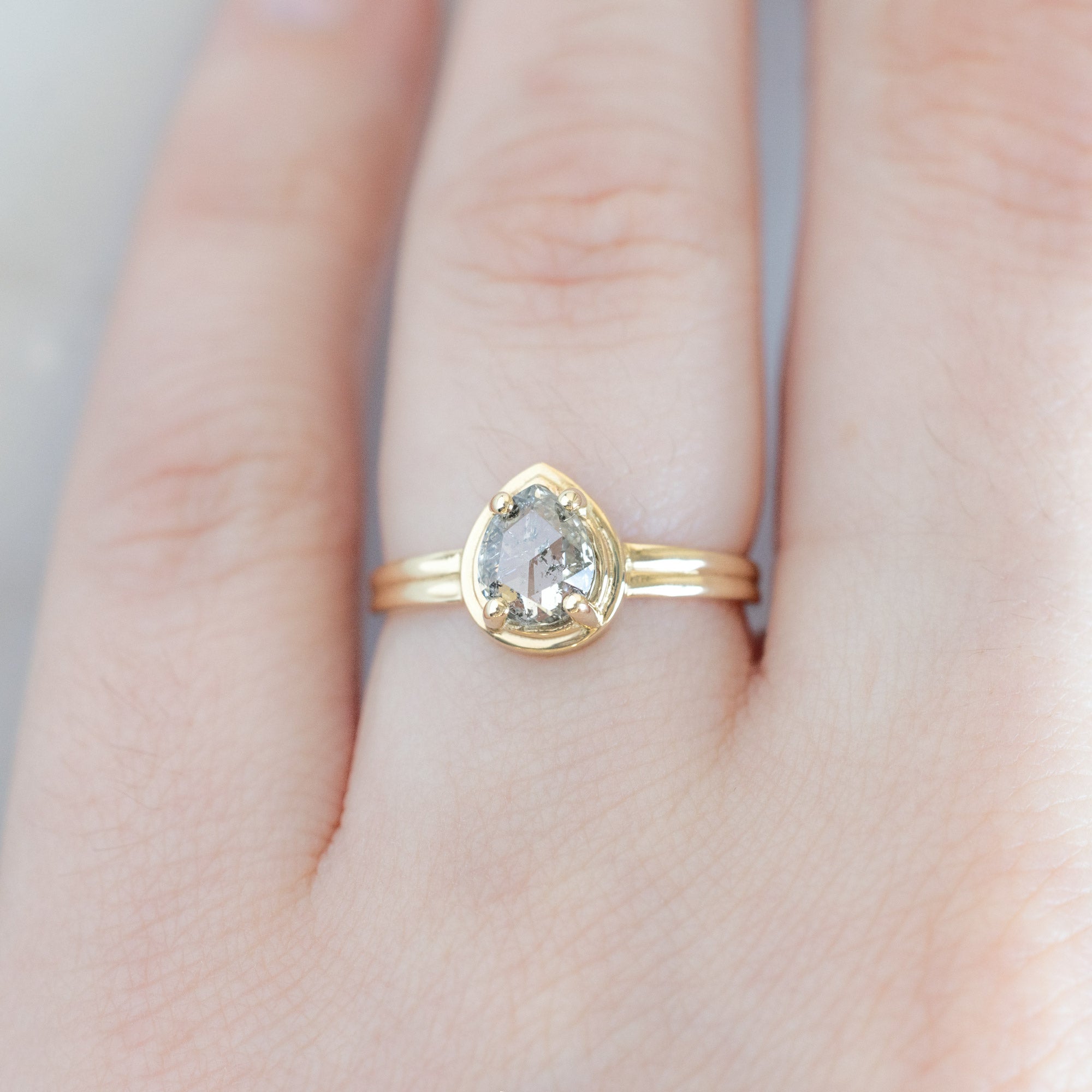 Alexis Russell  Engagement Rings The Stratum Ring | .91ct Pear Salt and Pepper Diamond in 14K Yellow Gold