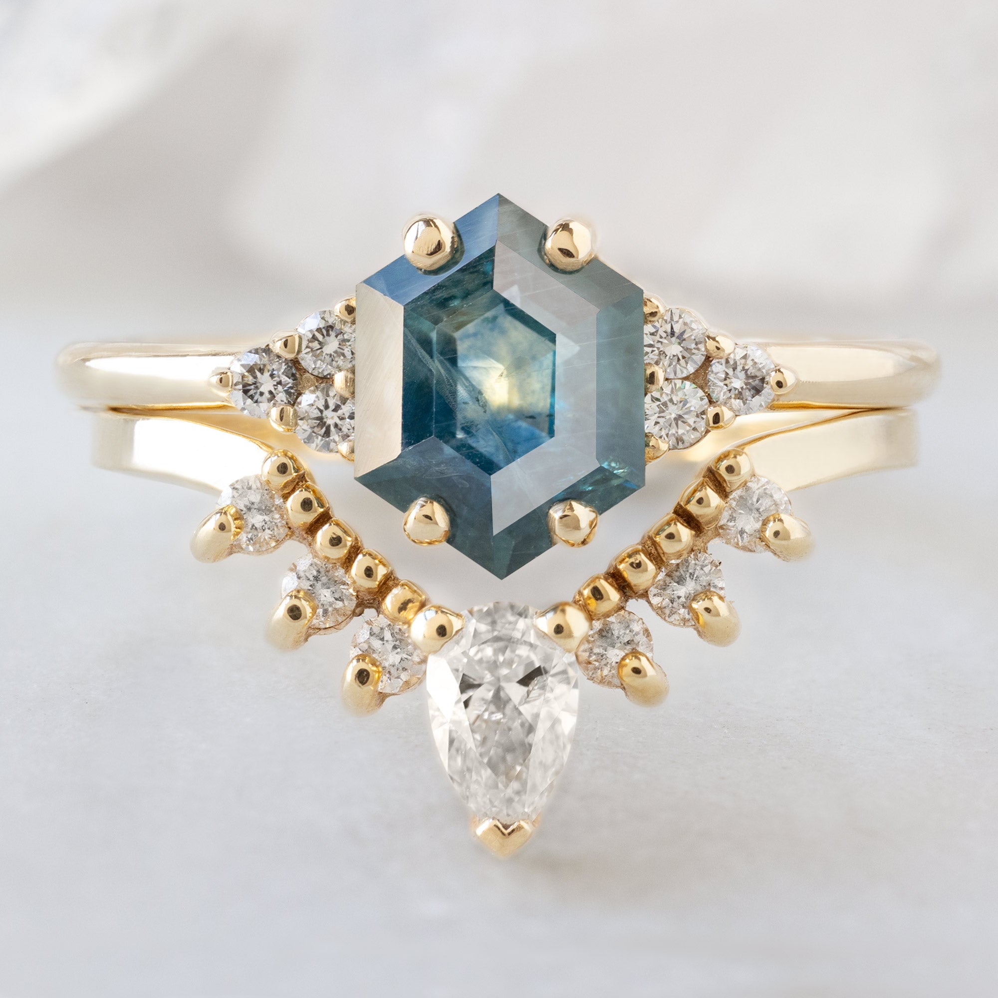 Alexis Russell  Engagement Rings The Ivy Ring | 1.22ct Hexagon Blue Sapphire in 14K Yellow Gold