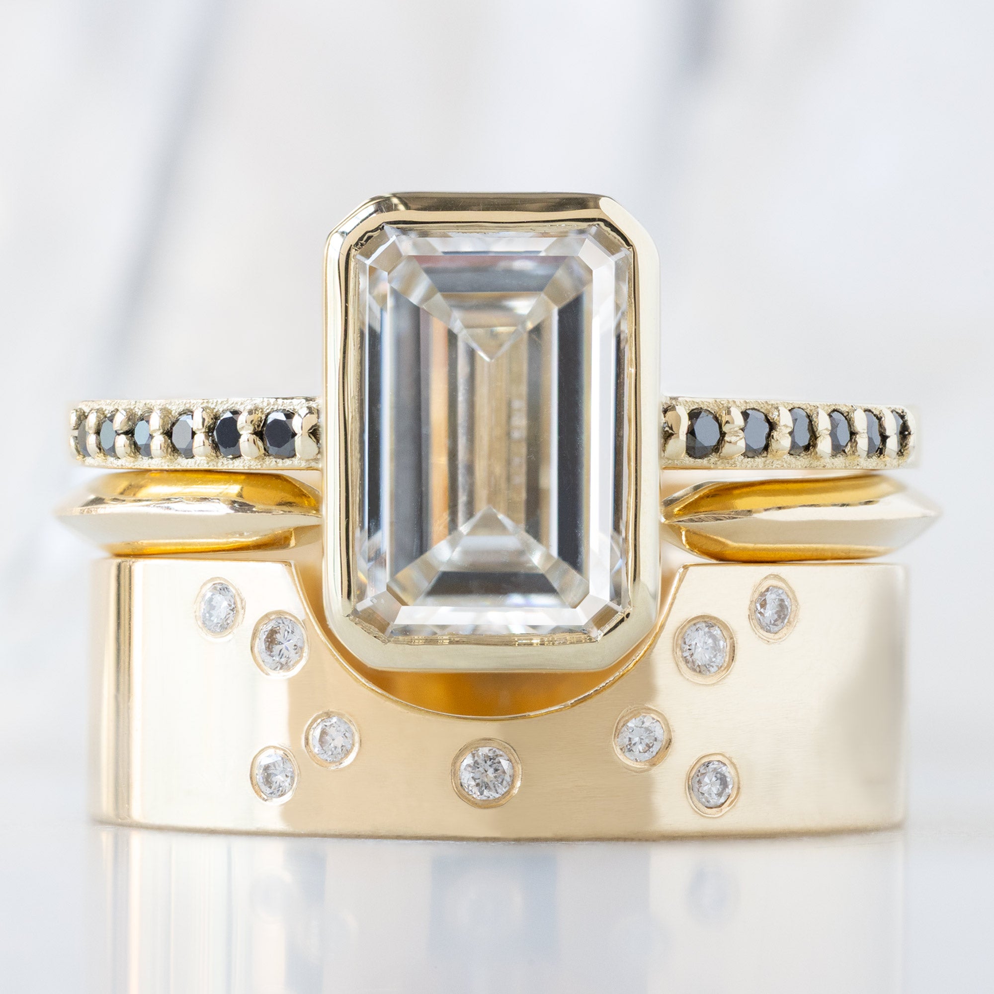 Alexis Russell  Engagement Rings The Willow Ring | 2.50ct Lab Grown Emerald Cut White Diamond in 14K Yellow Gold