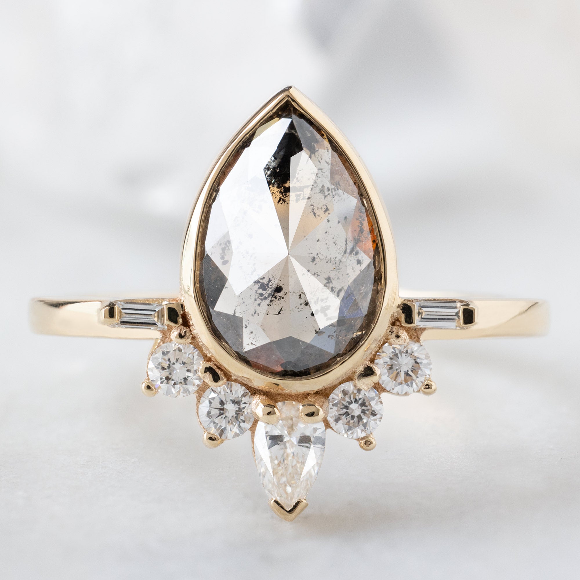 Alexis Russell  Engagement Rings The Posy Ring | 1.75ct Pear Red Diamond in 14K Yellow Gold