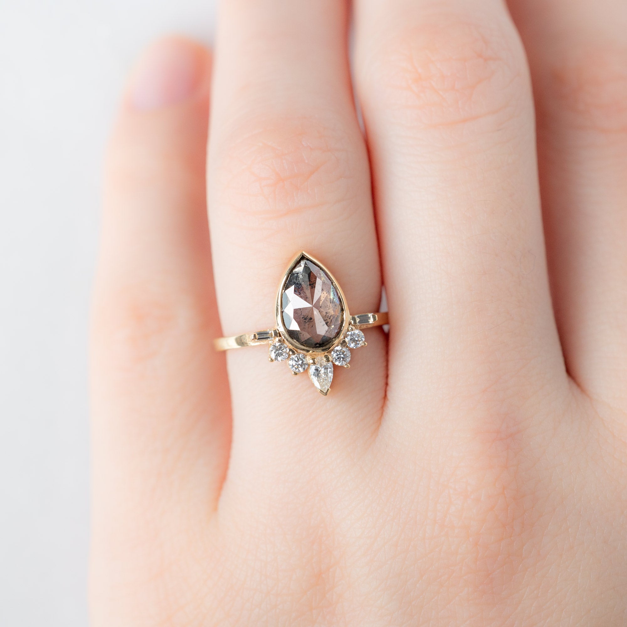 Alexis Russell  Engagement Rings The Posy Ring | 1.75ct Pear Red Diamond in 14K Yellow Gold