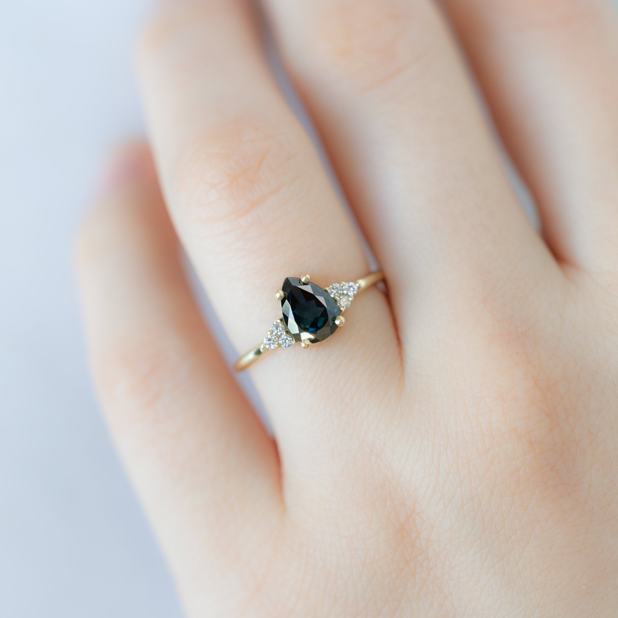 Alexis Russell  Engagement Rings The Ivy Ring | 1.36ct Pear Blue Sapphire in 14K Yellow Gold