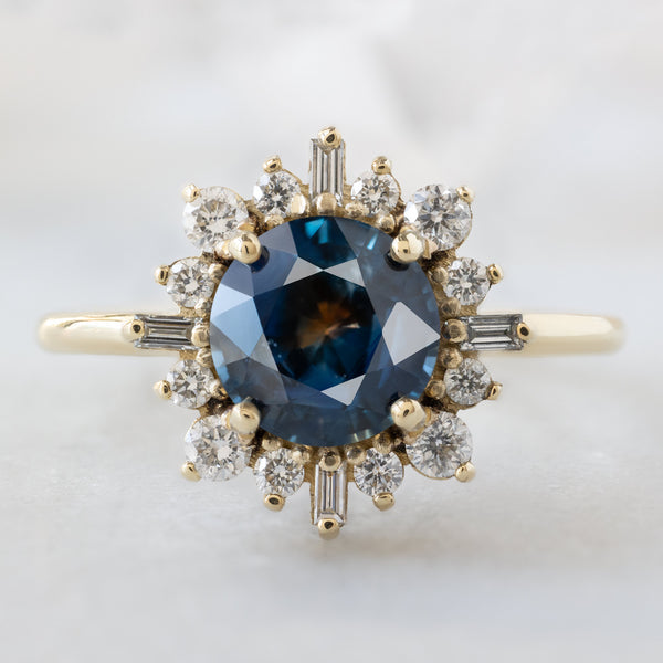 Alexis Russell  Engagement Rings The Compass Ring | 1.61ct Round Montana Sapphire in 14K Yellow Gold