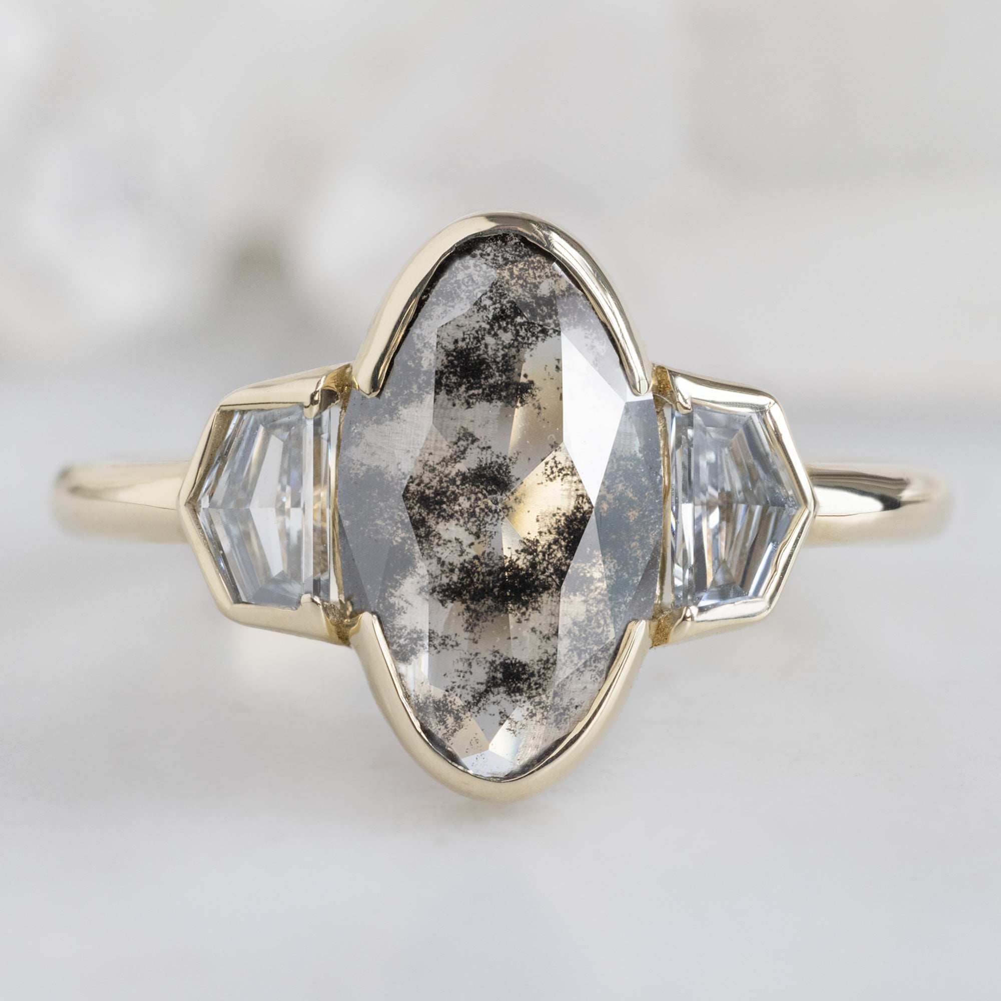 Alexis Russell  Engagement Rings The Luxe Jade Ring | 1.39ct Lab Grown Oval Salt and Pepper Diamond