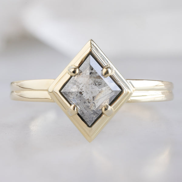 Alexis Russell  Engagement Rings The Stratum Ring | with a .78ct Kite Salt and Pepper Diamond in 14K Yellow Gold