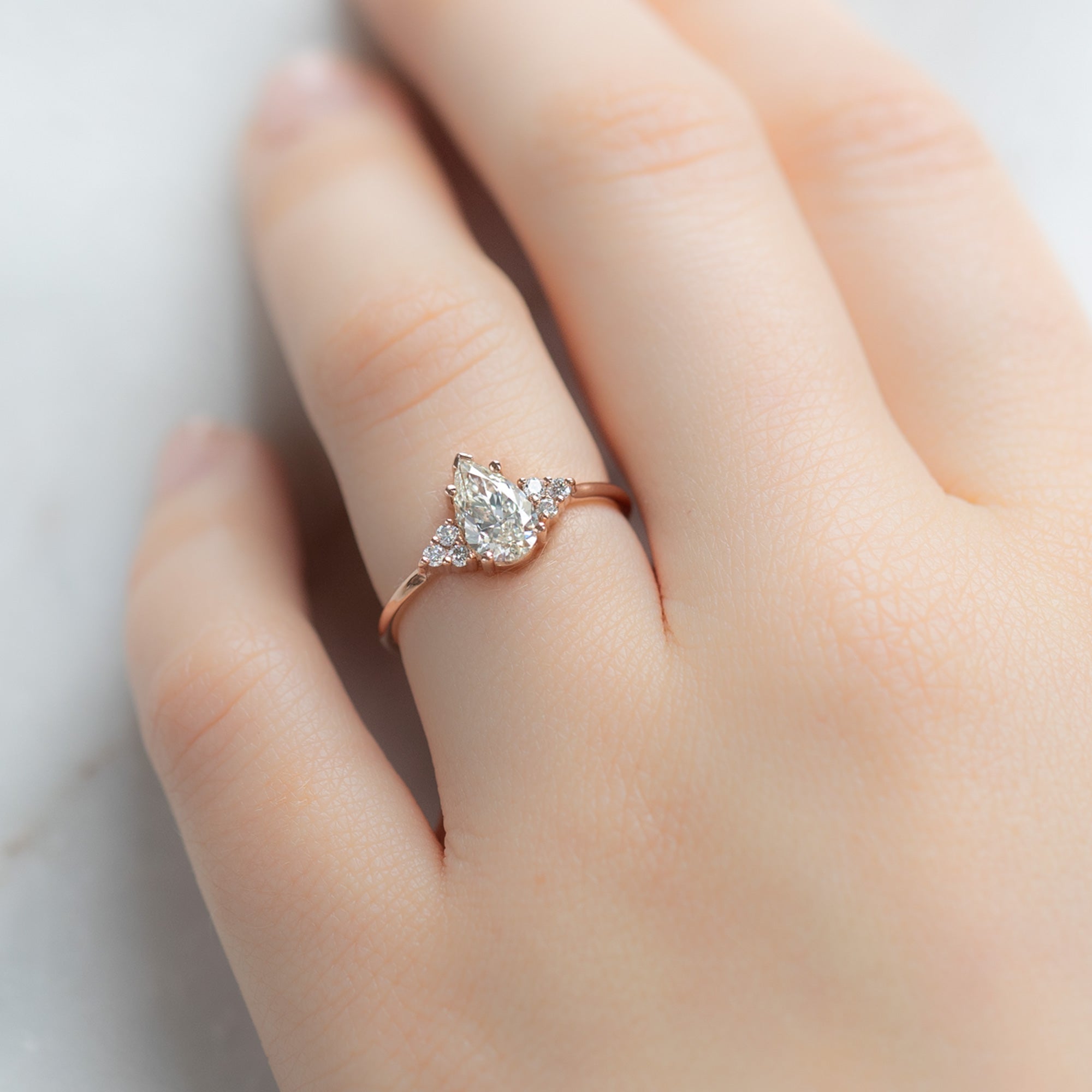 Alexis Russell Engagement Rings The Ivy Ring | 0.70ct Pear Natural White Diamond in 14k Rose Gold