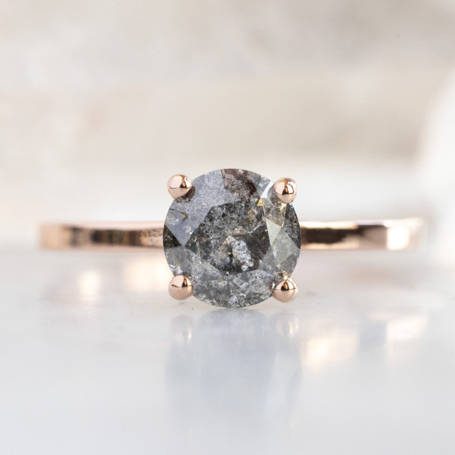 Alexis Russell Engagement Rings The Bryn Ring | 1.12ct Round Salt and Pepper Diamond in 14K Rose Gold