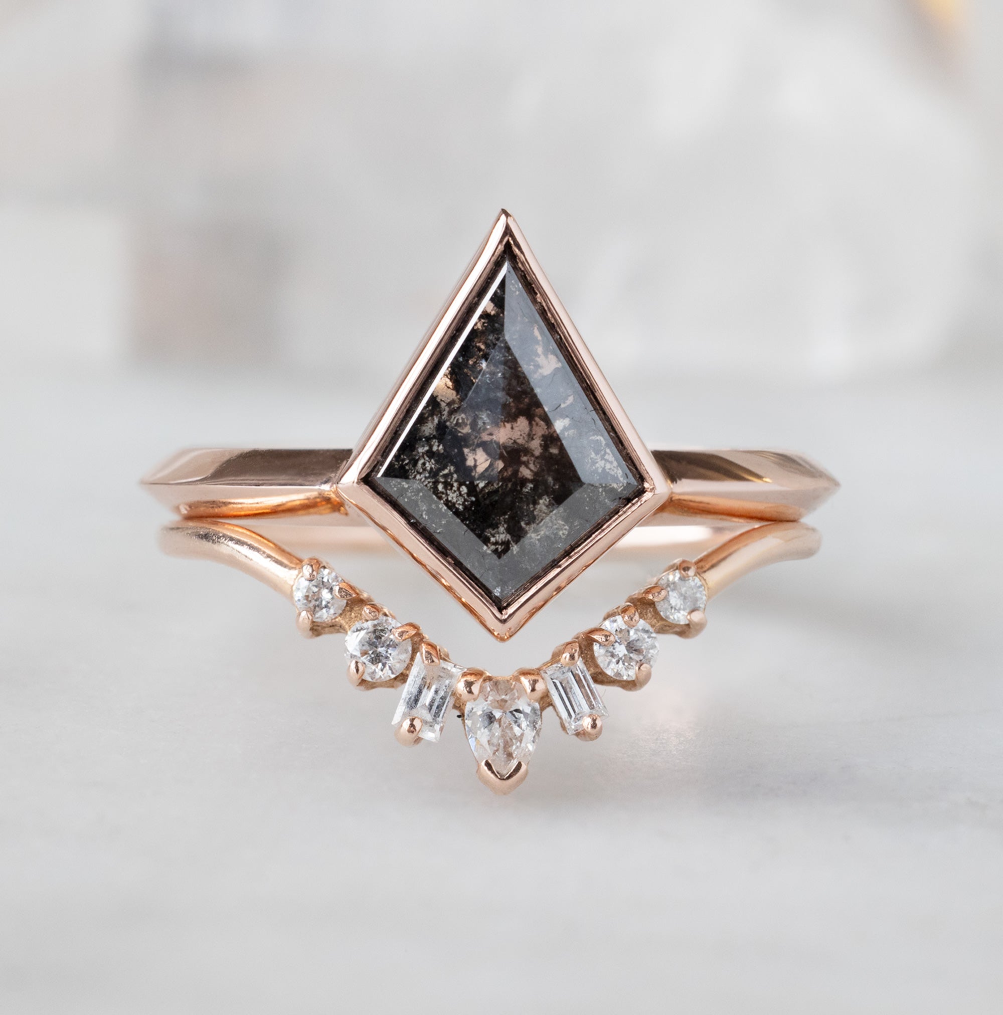 Alexis Russell Engagement Rings The Hazel Ring | 1.47ct Kite Black Diamond in 14K Rose Gold