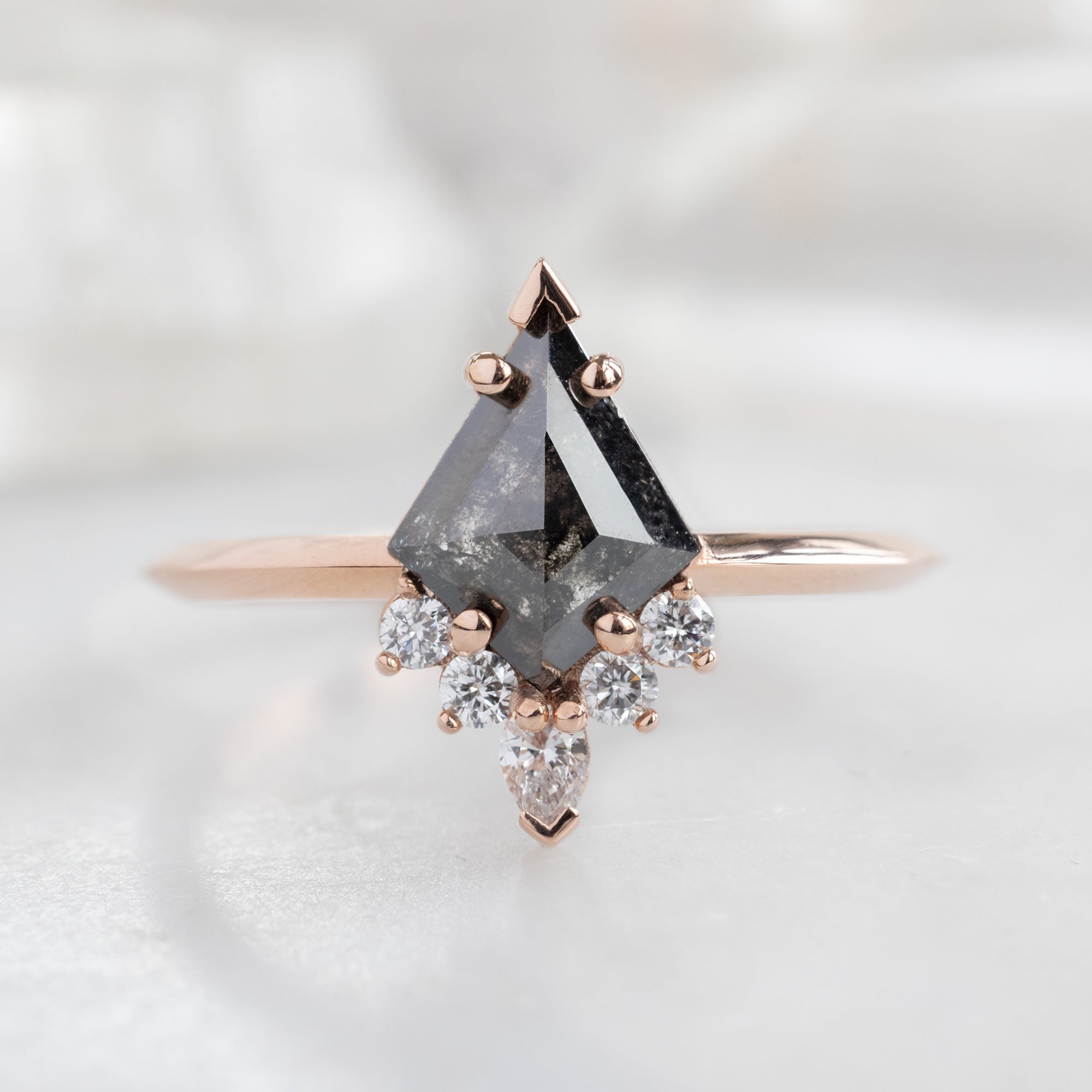 Alexis Russell Engagement Rings The Aster Ring | 0.81ct Kite Black Diamond in 14K Rose Gold