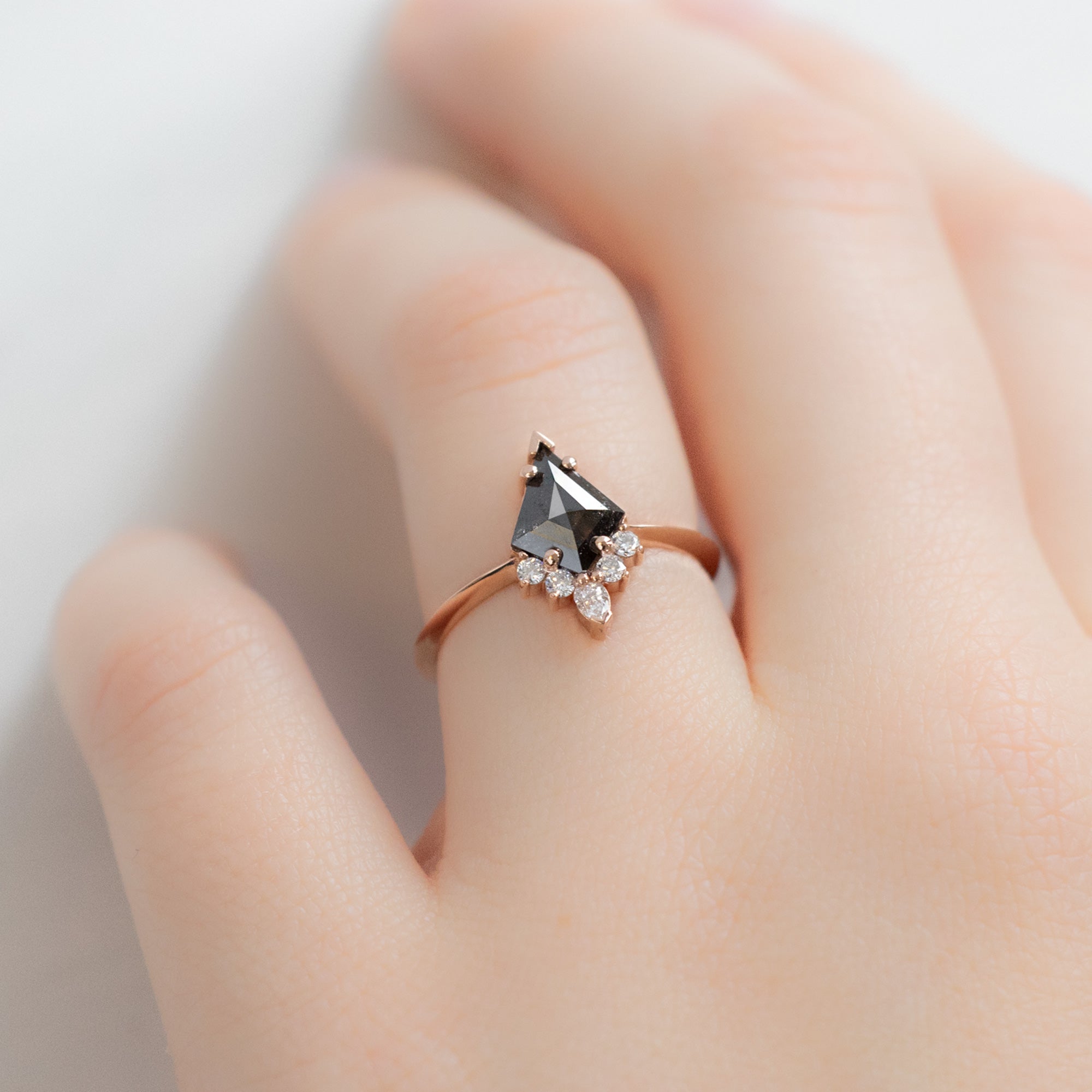 Alexis Russell Engagement Rings The Aster Ring | 0.81ct Kite Black Diamond in 14K Rose Gold