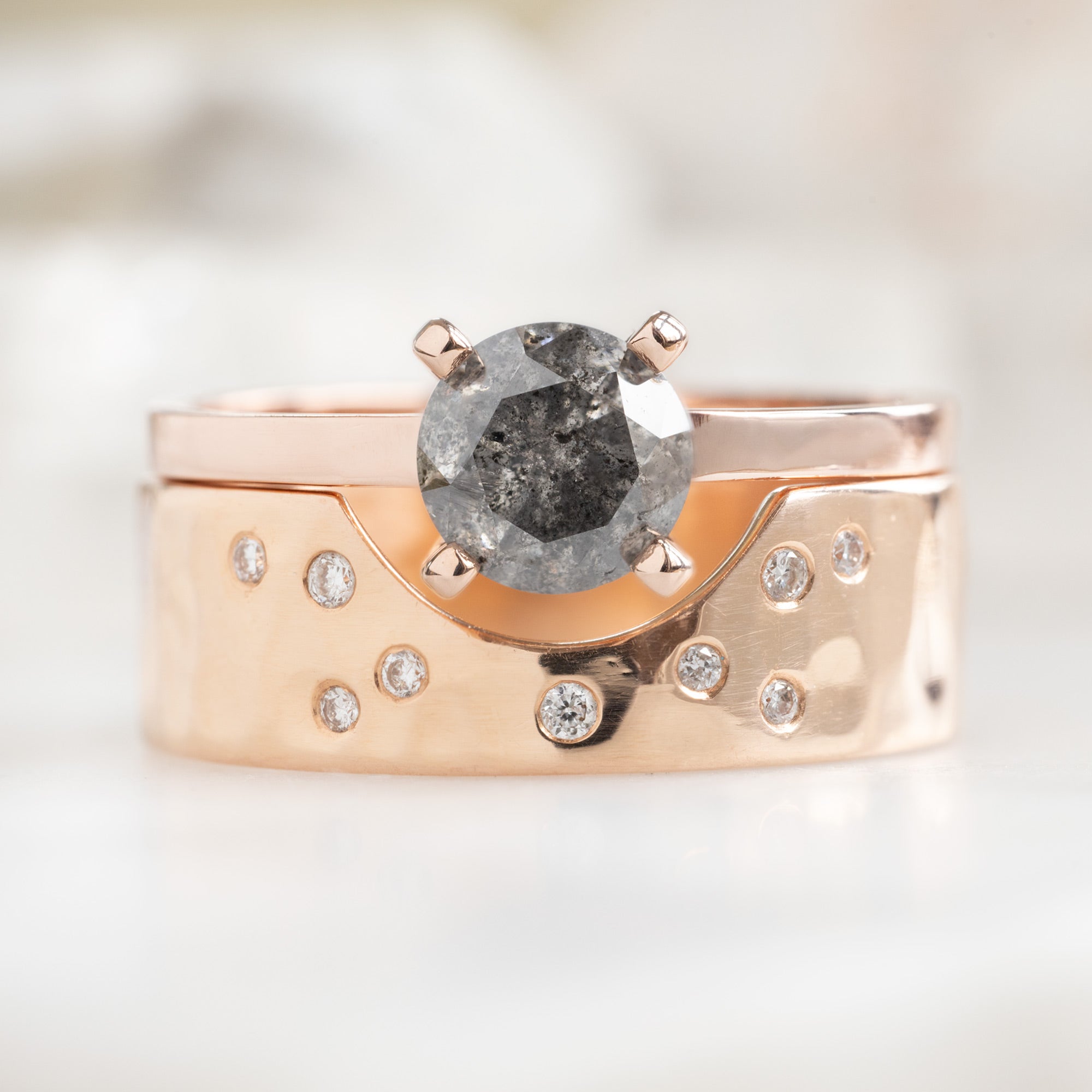 Design Your Own Custom | Round Salt and Pepper Diamond Engagement Ring