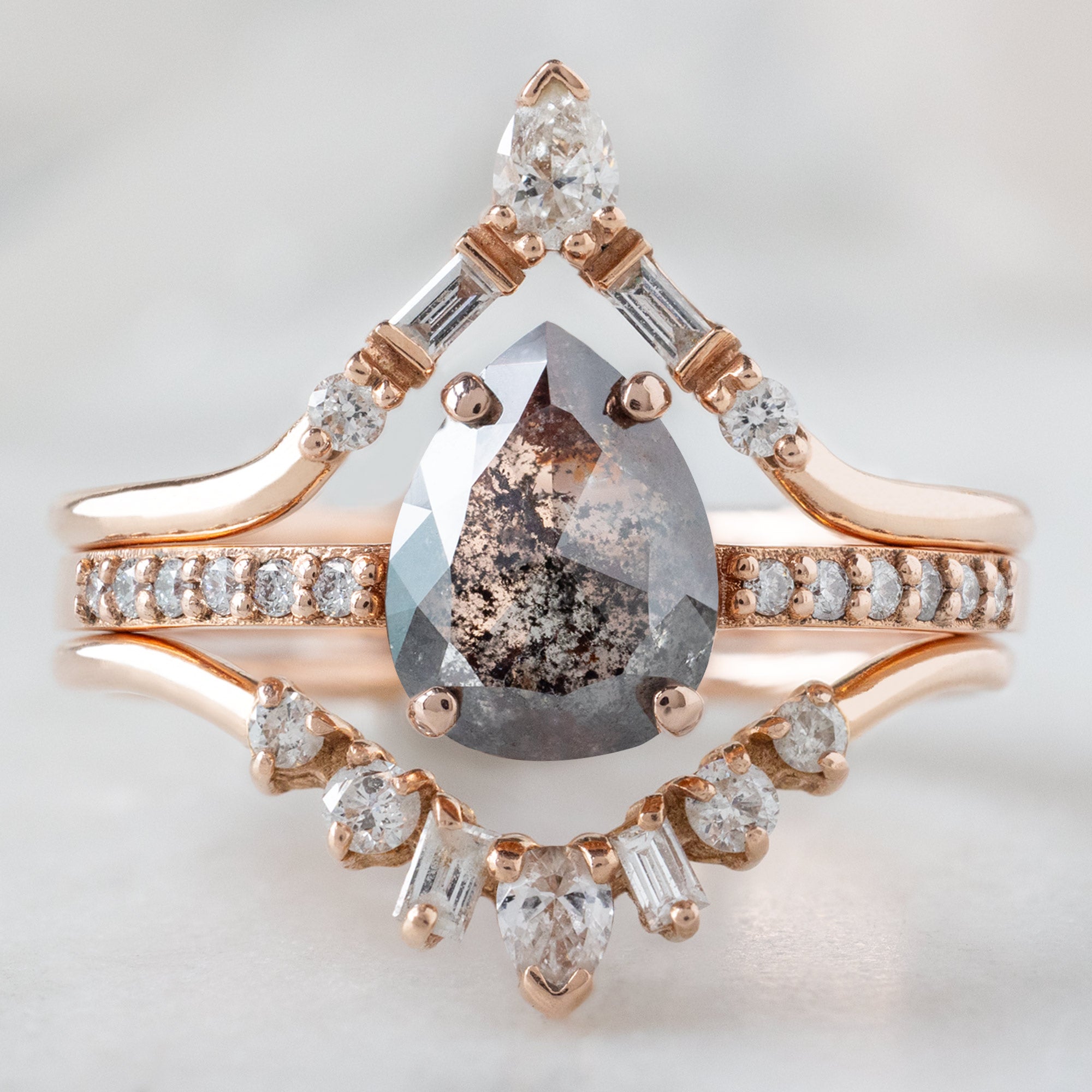 Alexis Russell Engagement Rings The Willow Ring | 0.99ct Pear Black Diamond in 14K Rose Gold