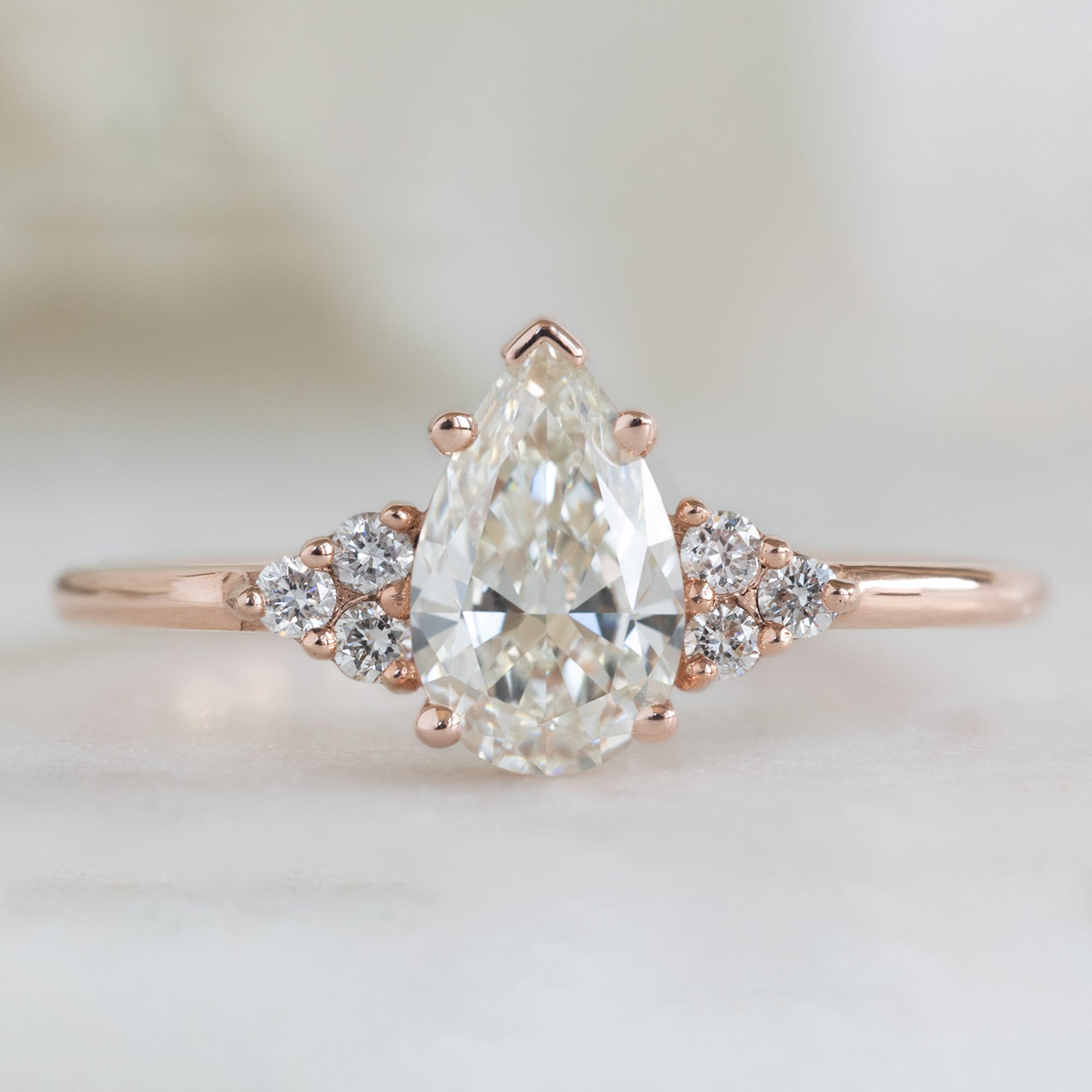 Alexis Russell Engagement Rings The Ivy Ring | 0.71ct Pear Natural White Diamond in 14K Rose Gold