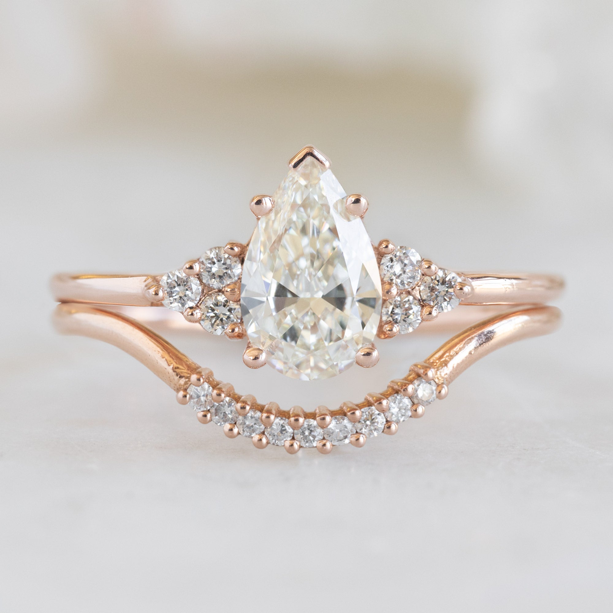 Alexis Russell Engagement Rings The Ivy Ring | 0.71ct Pear Natural White Diamond in 14K Rose Gold