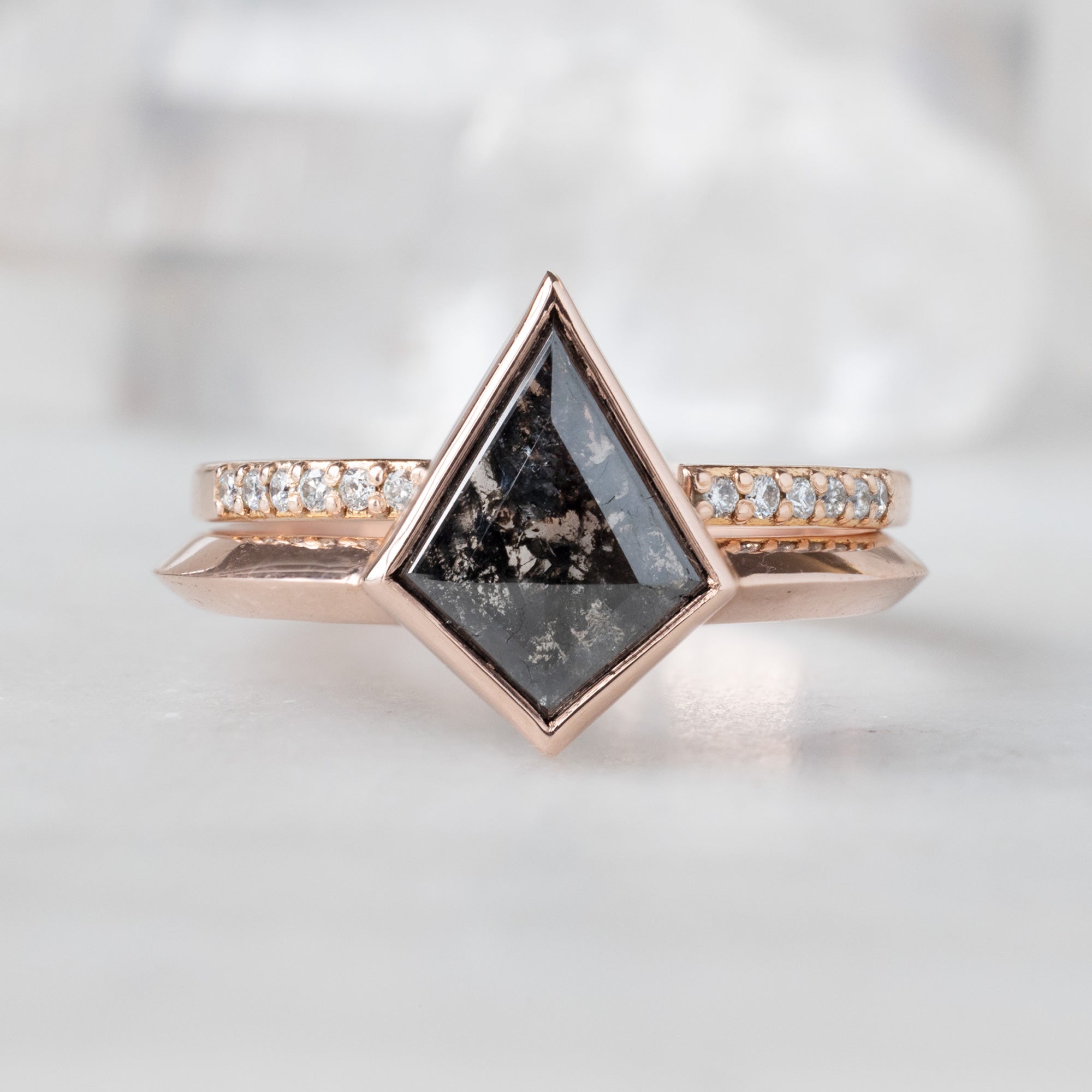 Alexis Russell Engagement Rings The Hazel Ring | 1.43ct Kite Black Diamond in 14K Rose Gold