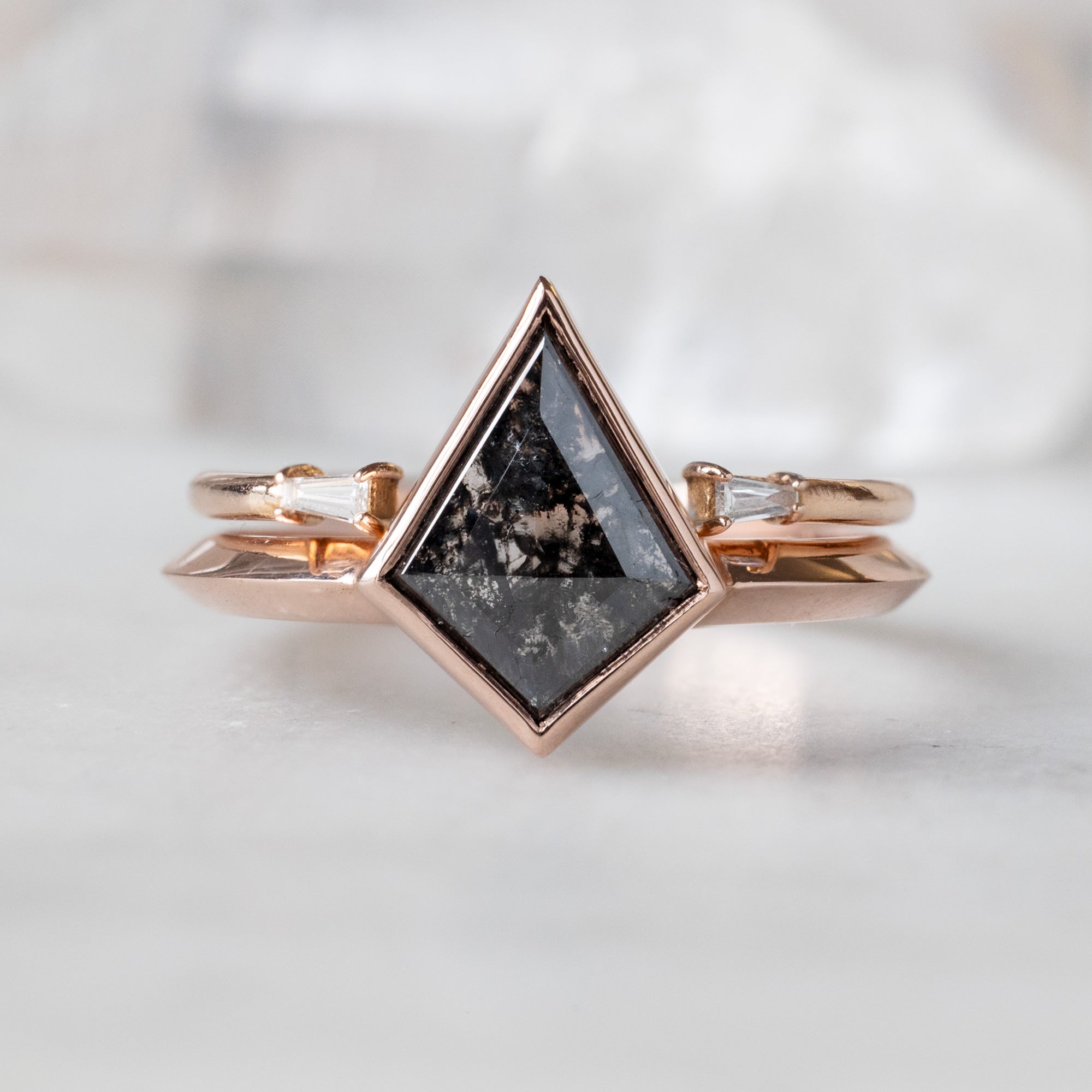 Alexis Russell Engagement Rings The Hazel Ring | 1.43ct Kite Black Diamond in 14K Rose Gold