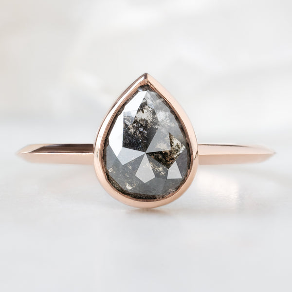 Alexis Russell Engagement Rings The Hazel Ring | with a 1.68ct Rose Cut Black Diamond in 14K Rose Gold