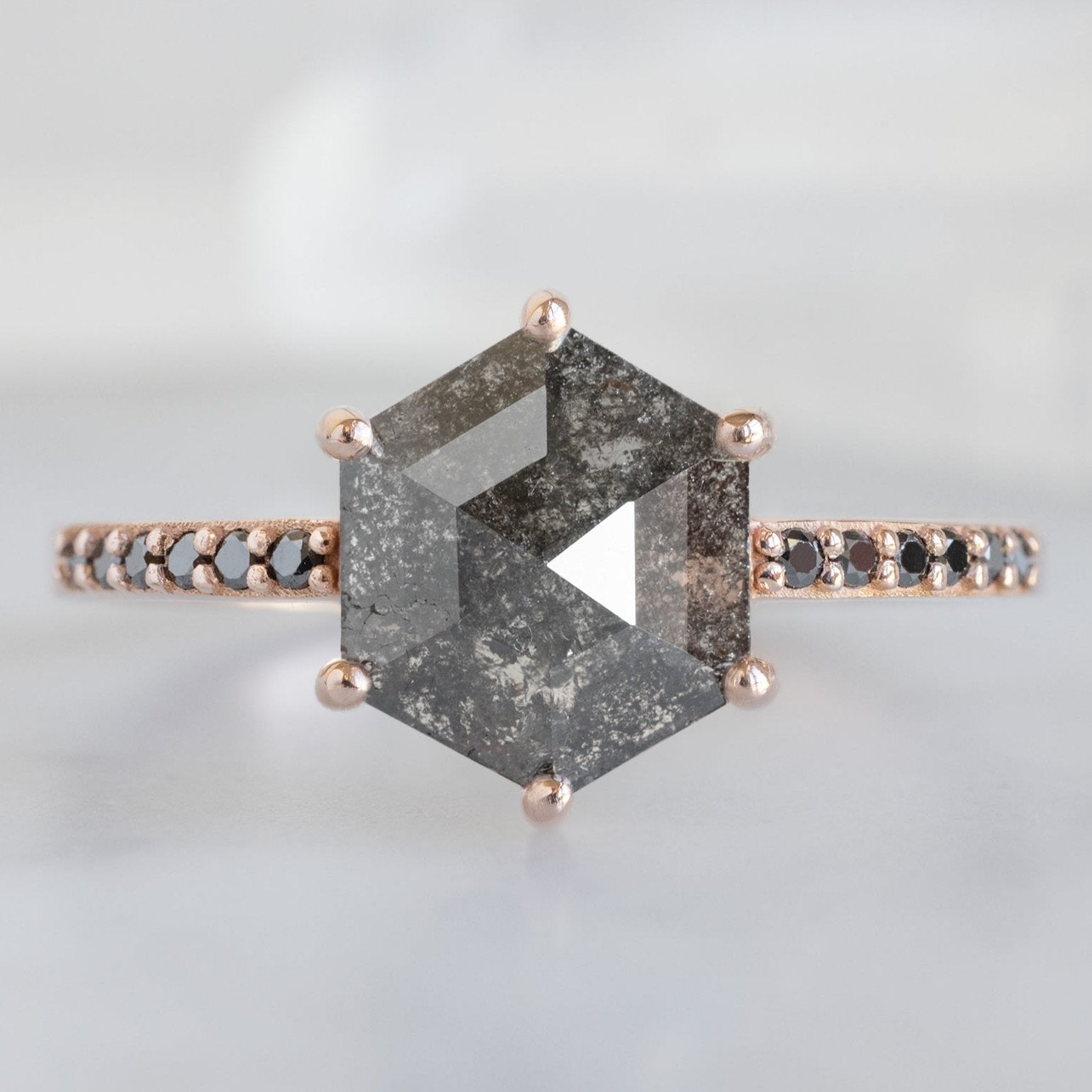 Alexis Russell Engagement Rings The Willow Ring | 1.08ct Hexagonal Black Diamond in 14K Rose Gold