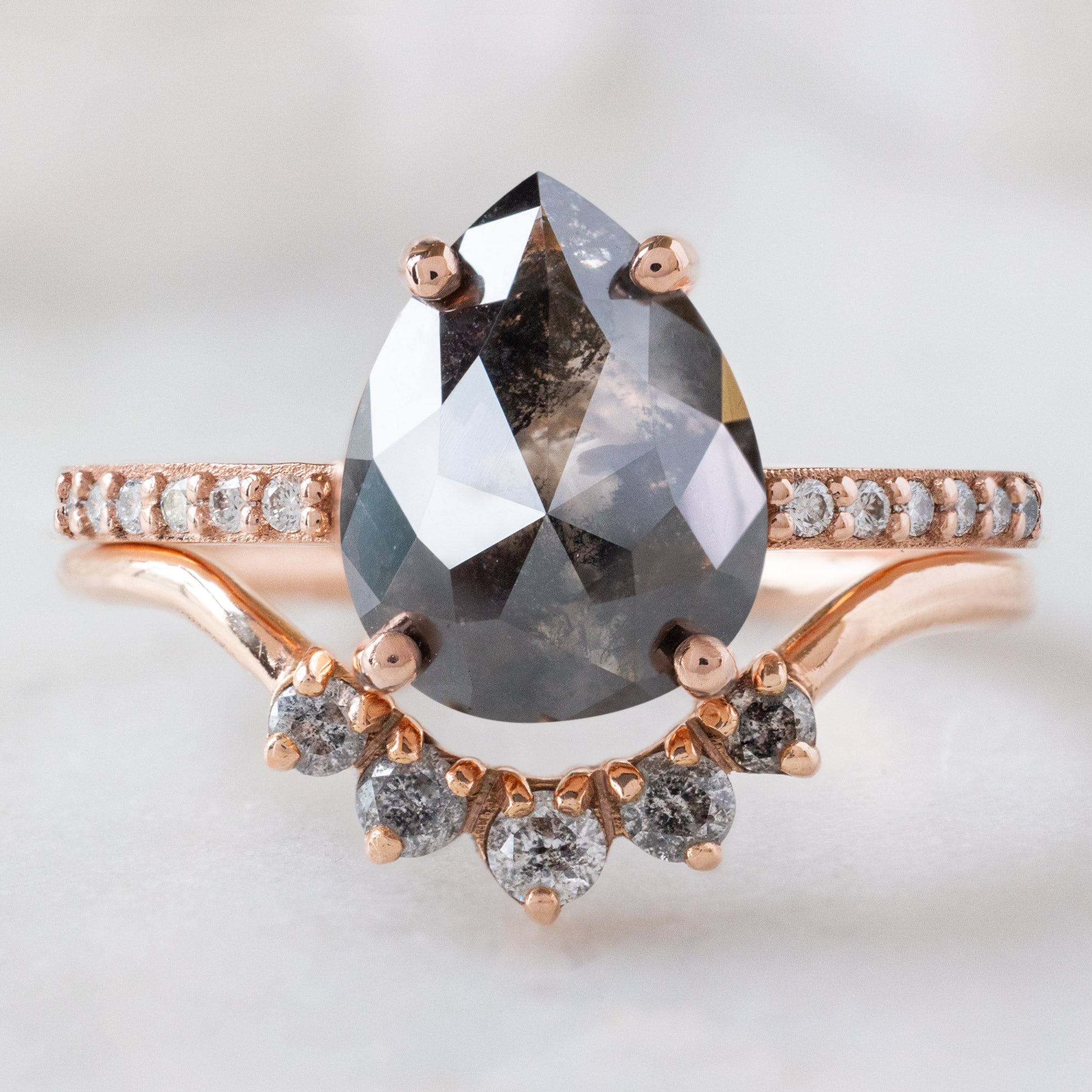 Alexis Russell Engagement Rings The Willow Ring | 2.01ct Pear Black Diamond in 14K Rose Gold