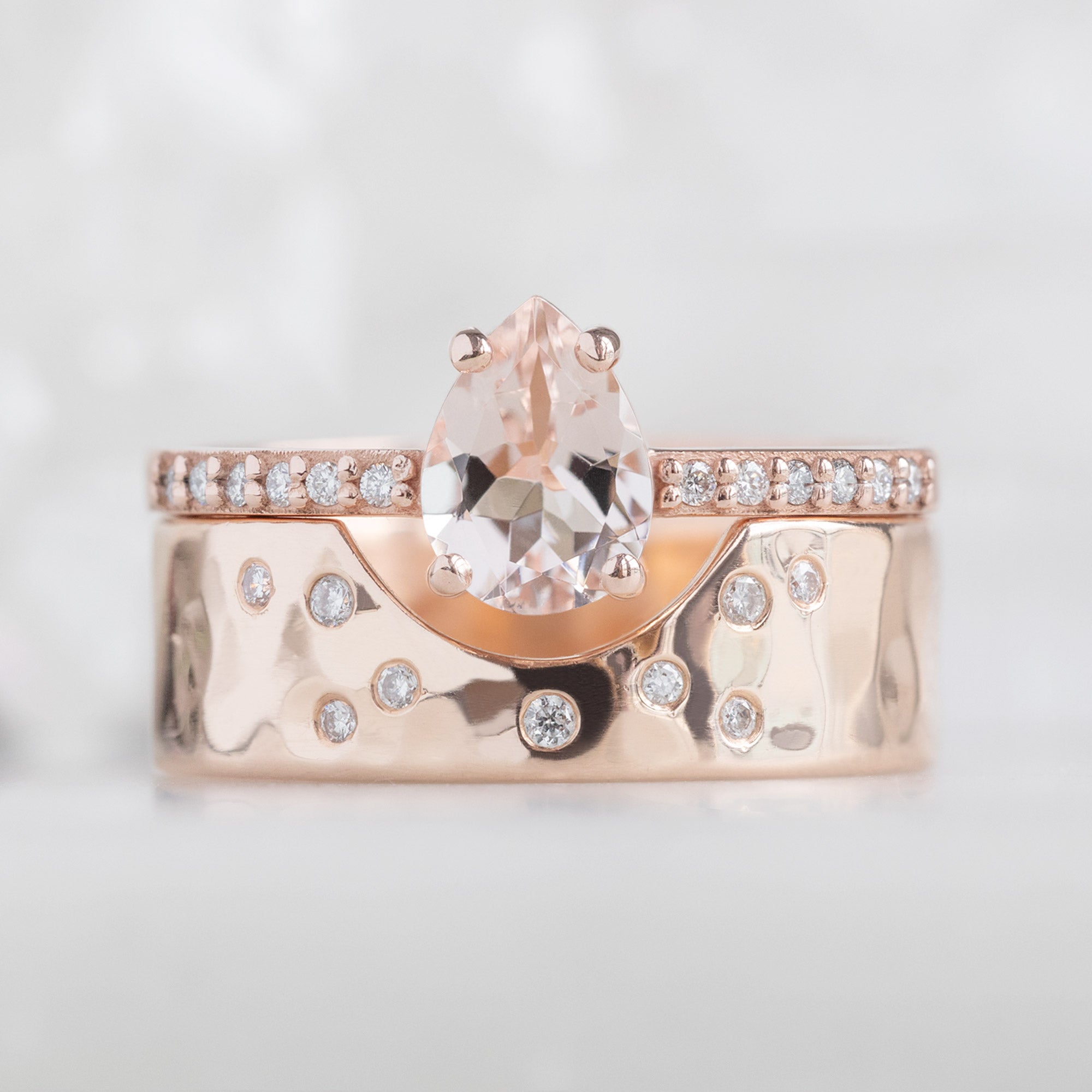 The Willow Ring | 0.58ct Pear Morganite in 14K Rose Gold