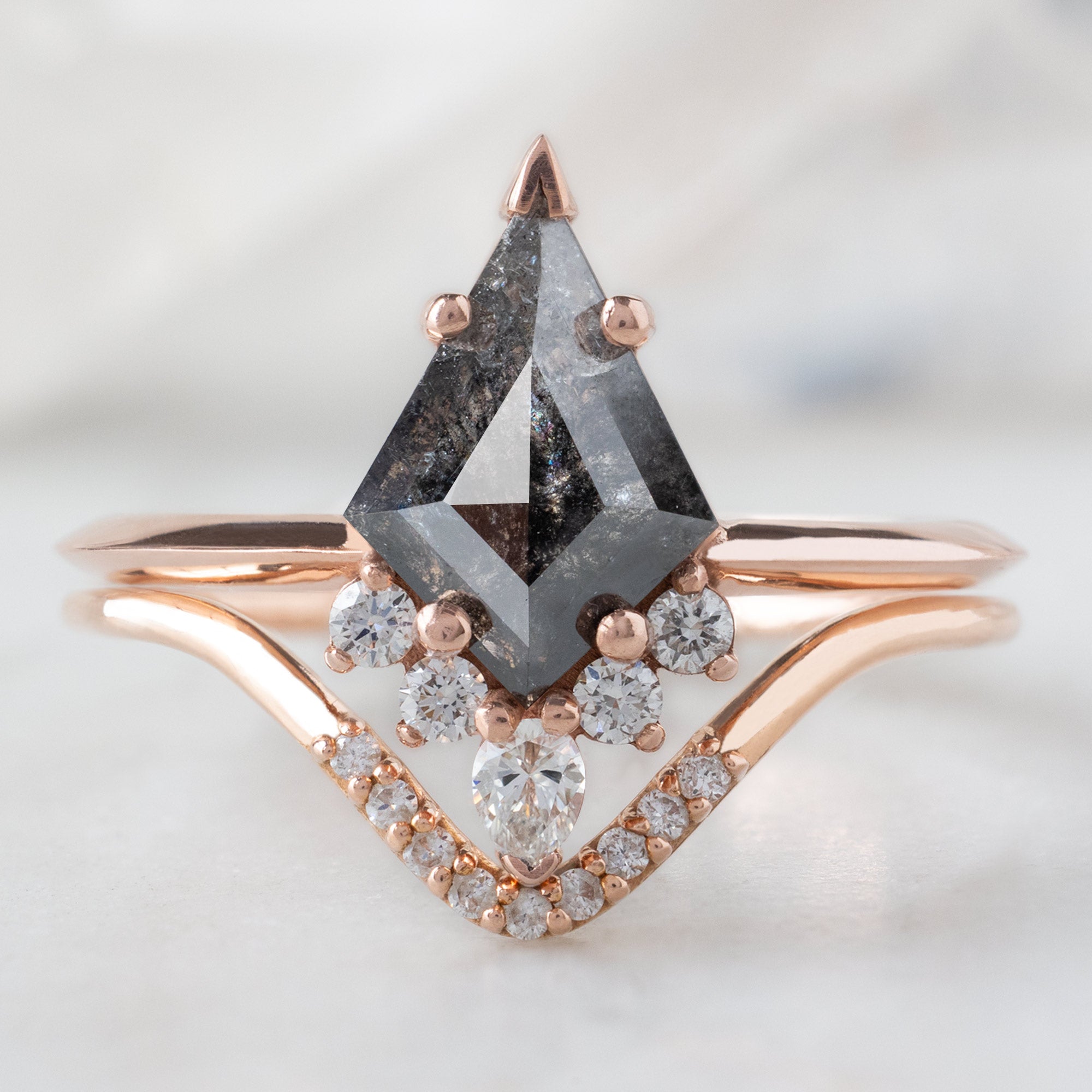 Alexis Russell  Engagement Rings The Aster Ring | 0.90ct Kite Black Diamond in 14K Rose Gold