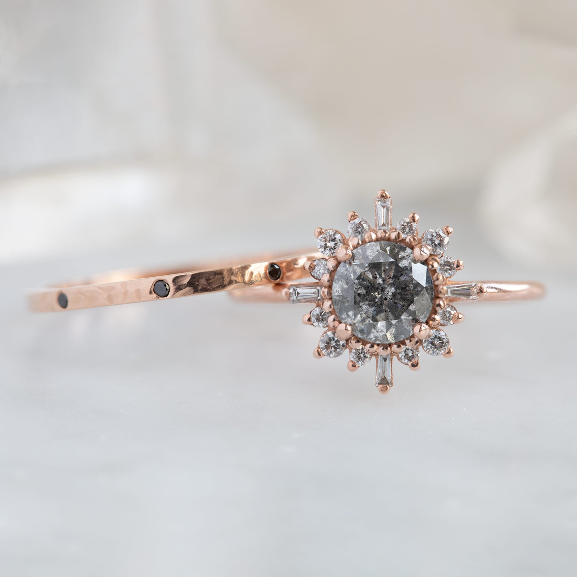 The Compass Ring | Build Your Own Round Salt and Pepper Diamond Engagement Ring