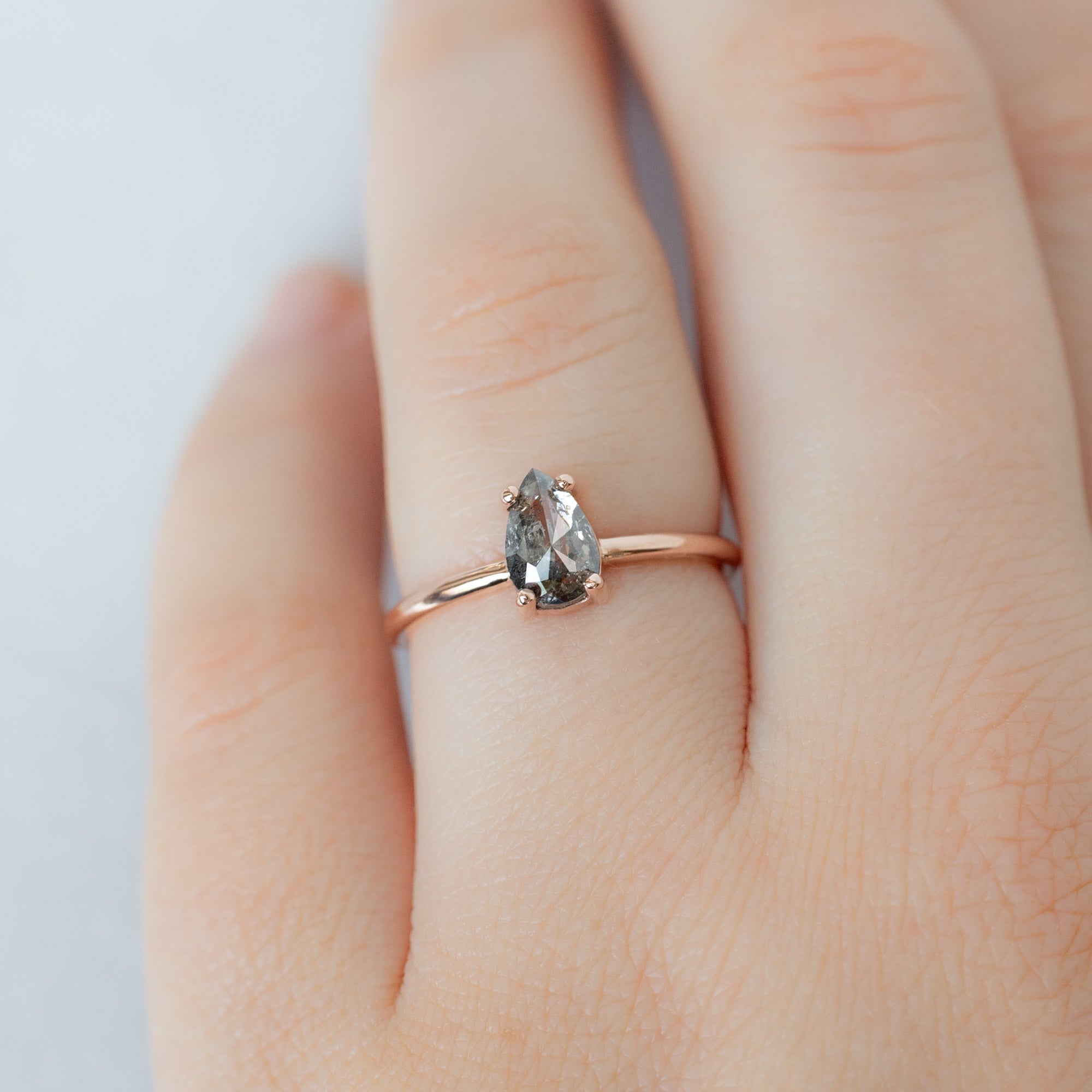 The Bryn Ring | Build Your Own Pear Salt and Pepper Diamond Engagement Ring
