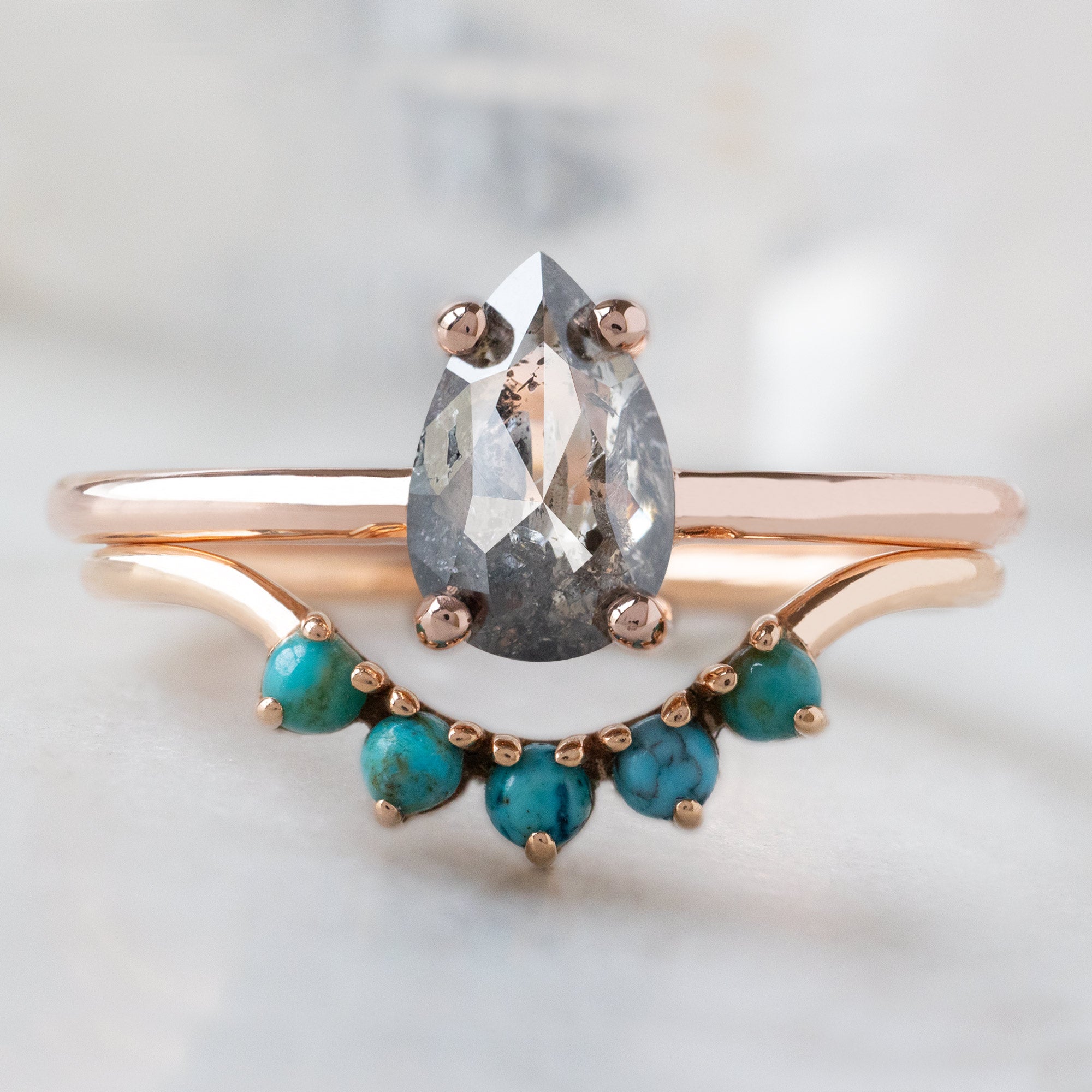 The Bryn Ring | Build Your Own Pear Salt and Pepper Diamond Engagement Ring
