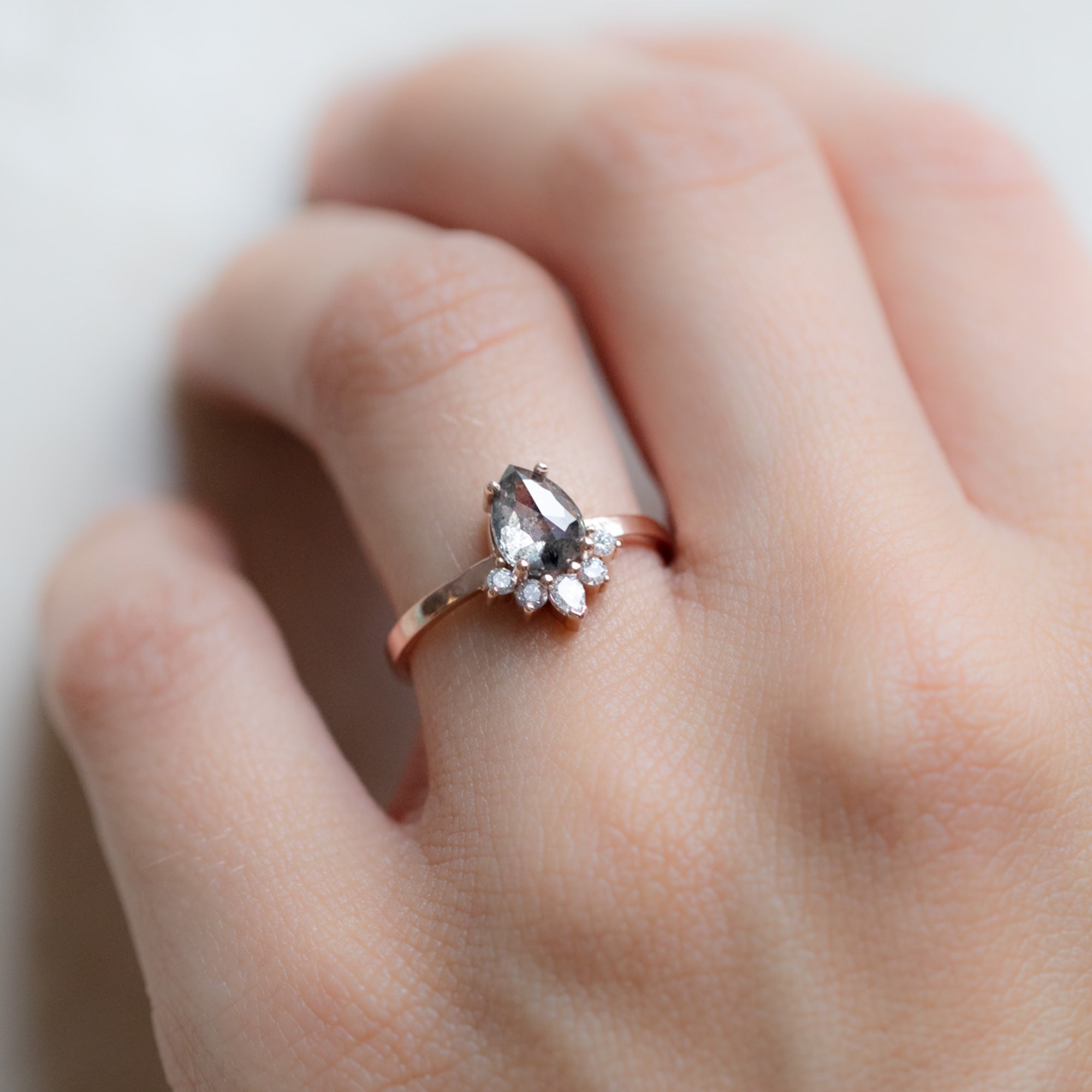 The Aster Ring | Build Your Own Pear Salt and Pepper Diamond Engagement Ring
