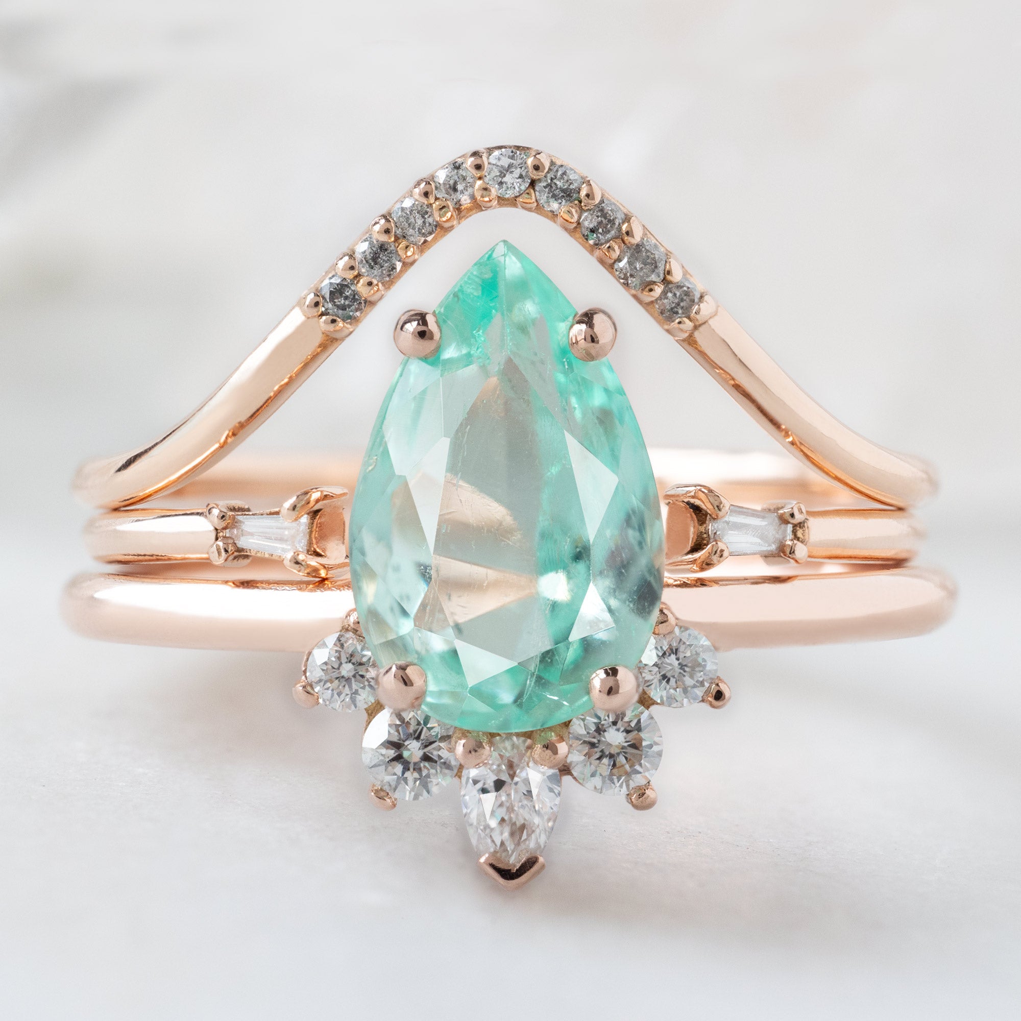 Alexis Russell  Engagement Rings The Aster Ring | 1.54ct Pear Emerald in 14K Rose Gold