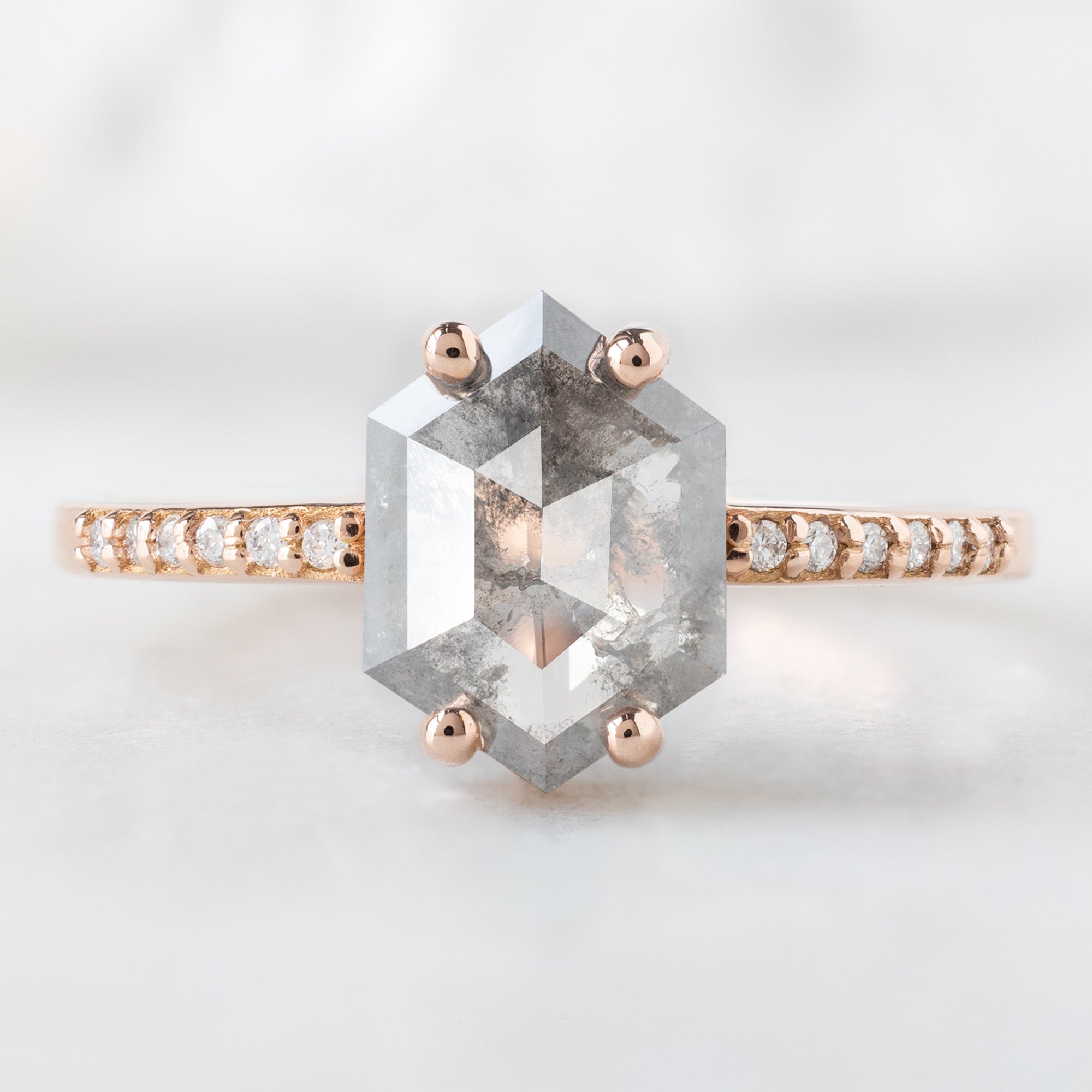 Alexis Russell  Engagement Rings The Willow Ring | 1.08ct Hexagon Salt and Pepper Diamond in 14K Rose Gold
