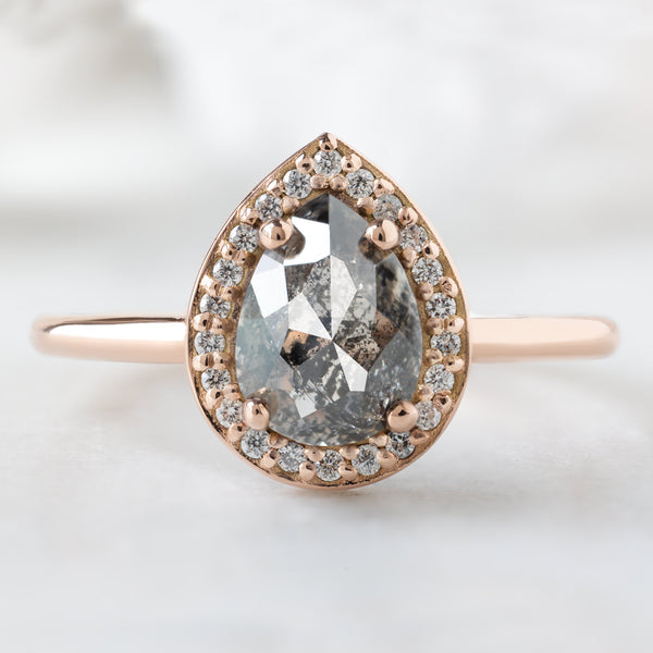 Alexis Russell  Engagement Rings The Dahlia Ring | 1.39ct Pear Salt and Pepper Diamond in 14K Rose Gold