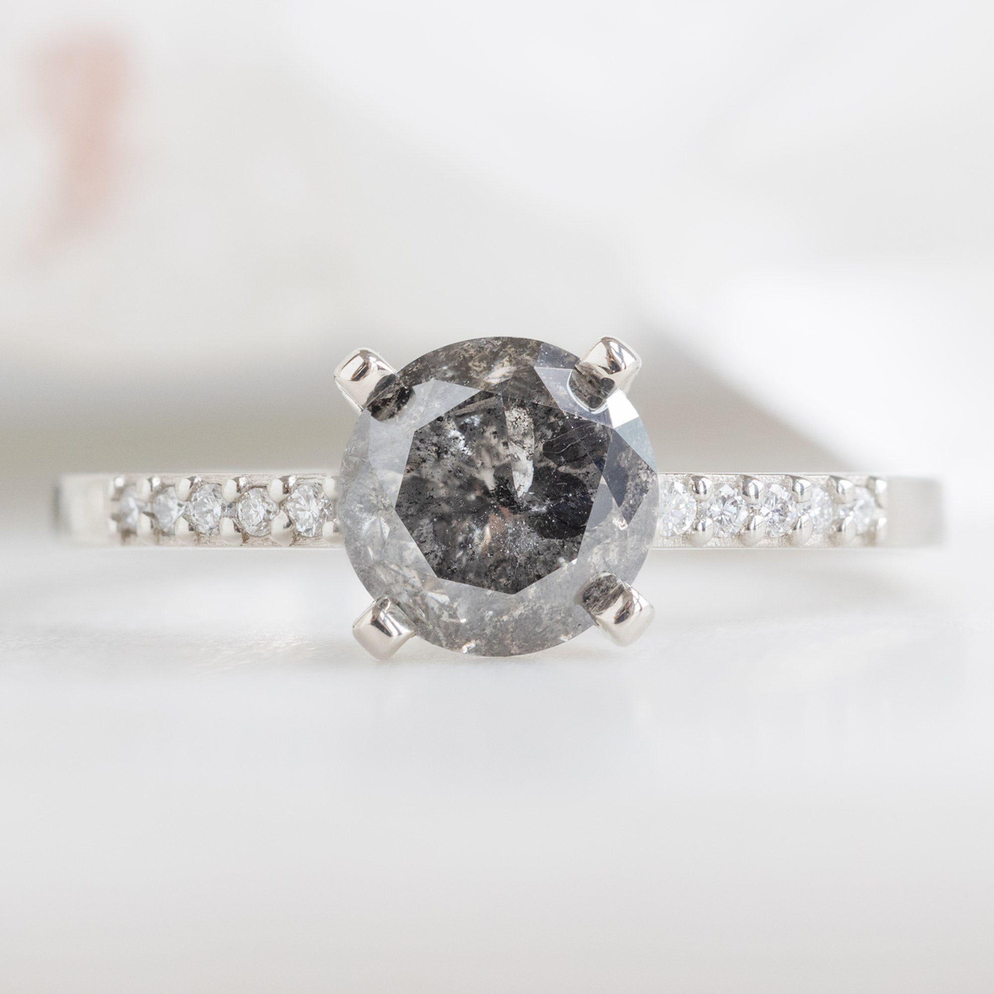Design Your Own Custom | Round Salt and Pepper Diamond Engagement Ring